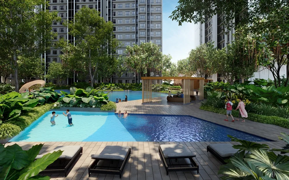 Water play zone on the Level 12 podium deck at Causewayz Square @ JBCC, Johor Bahru