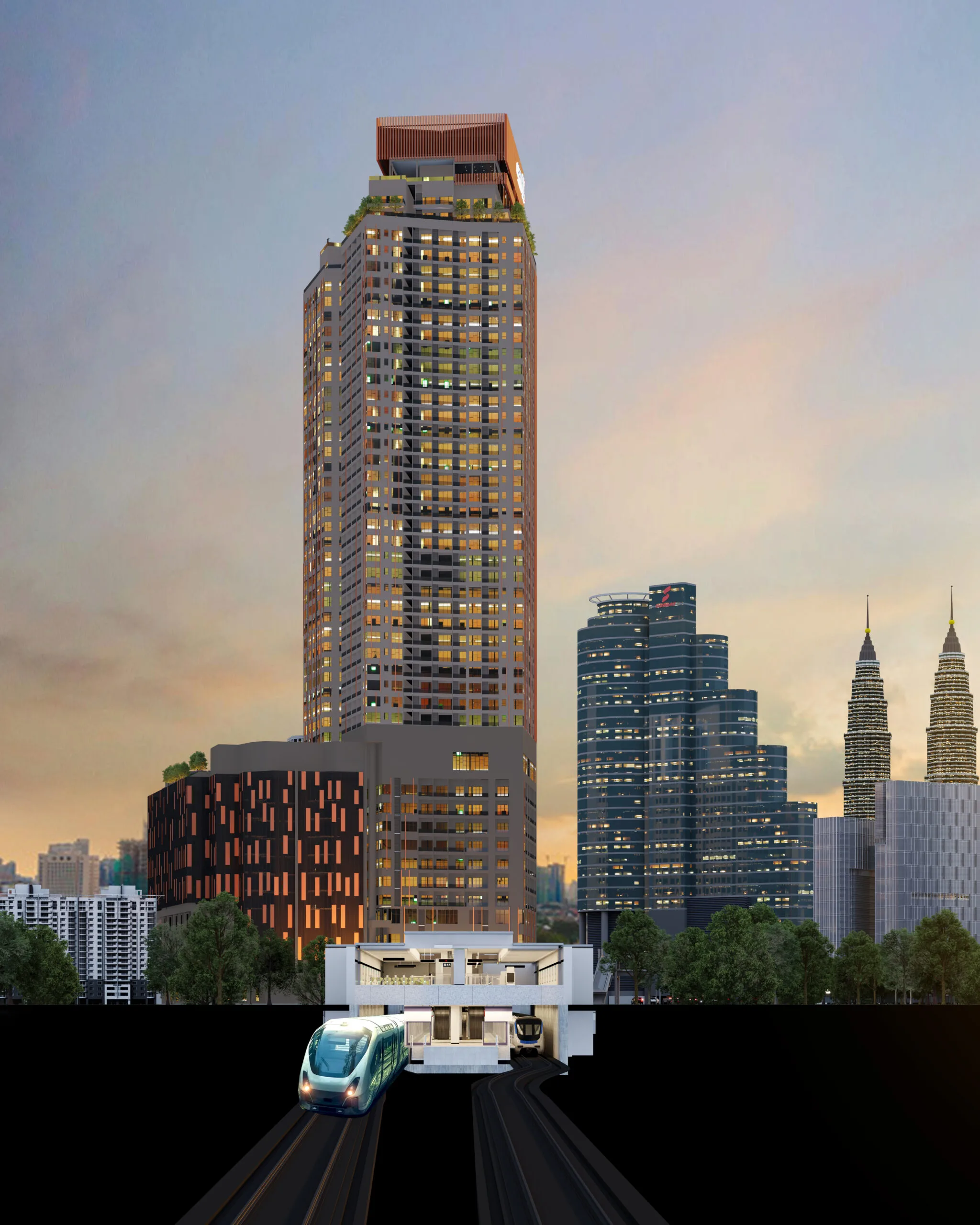 Centrix The Station KLCC — the transit-oriented tower rising above Dang Wangi LRT station on Jalan Ampang, Kuala Lumpur
