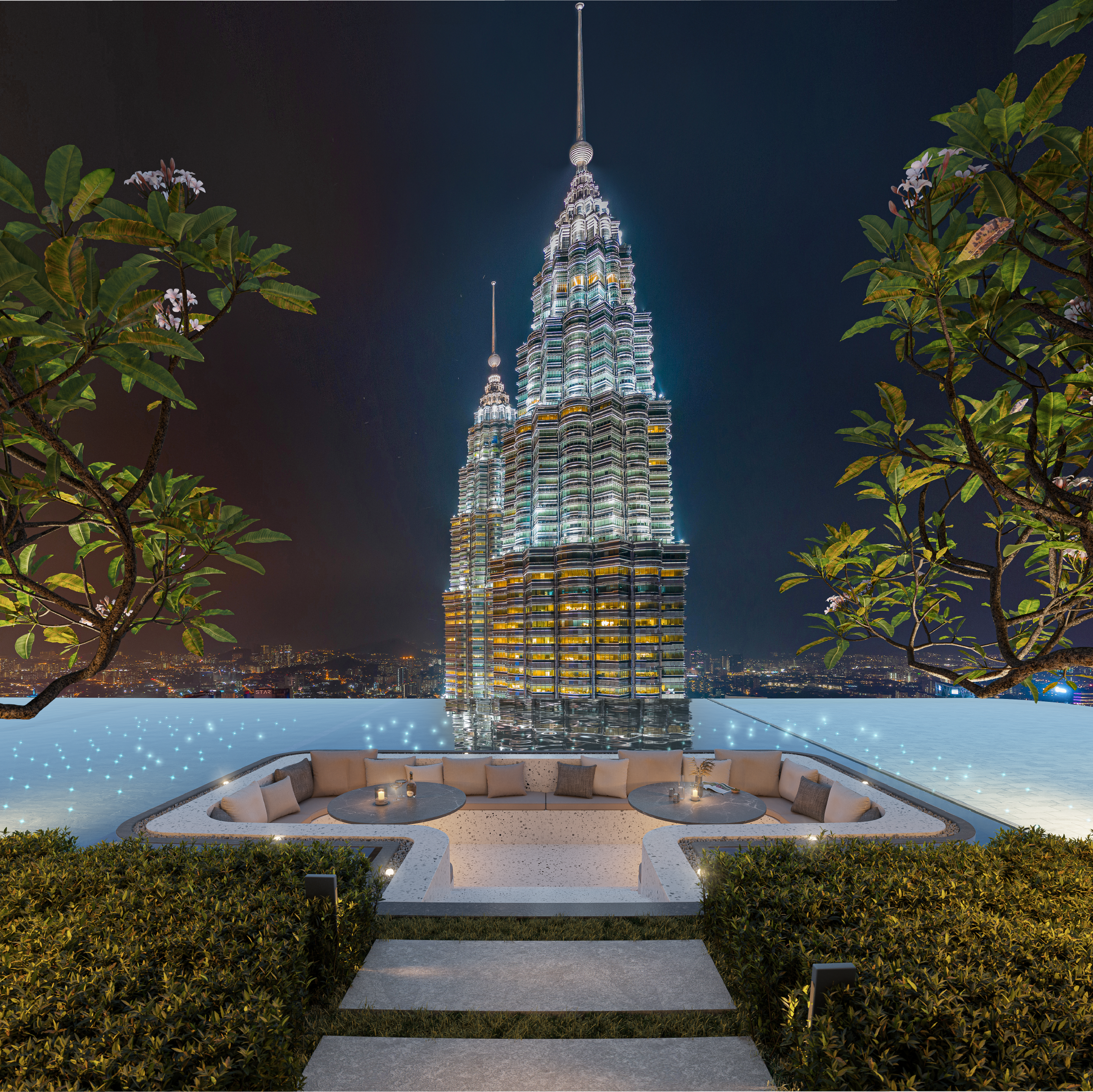 The 50-metre sky infinity pool at CloutHaus Residences KLCC overlooking the Kuala Lumpur skyline