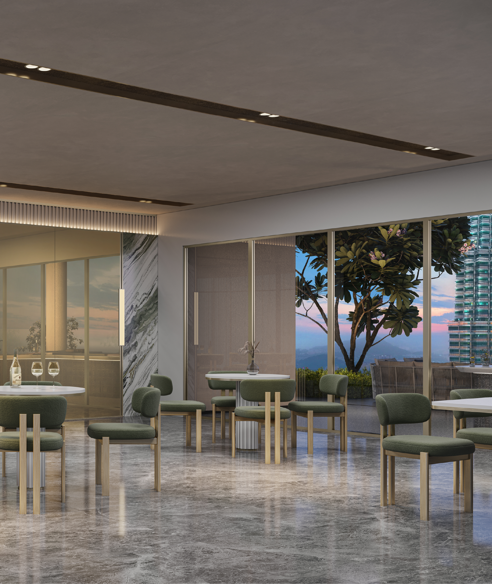 Sky dining space on the Level 63A facilities floor at CloutHaus Residences KLCC