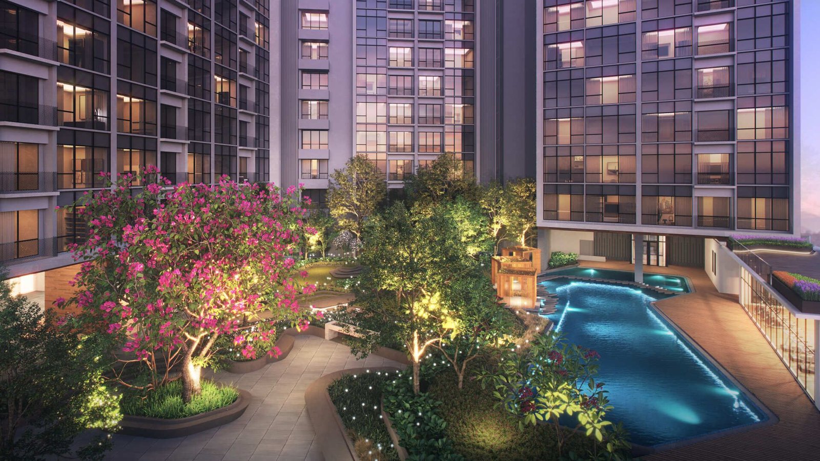 Podium and tower elevation at CORE Residence @ TRX by CORE Precious Development, Tun Razak Exchange, Kuala Lumpur