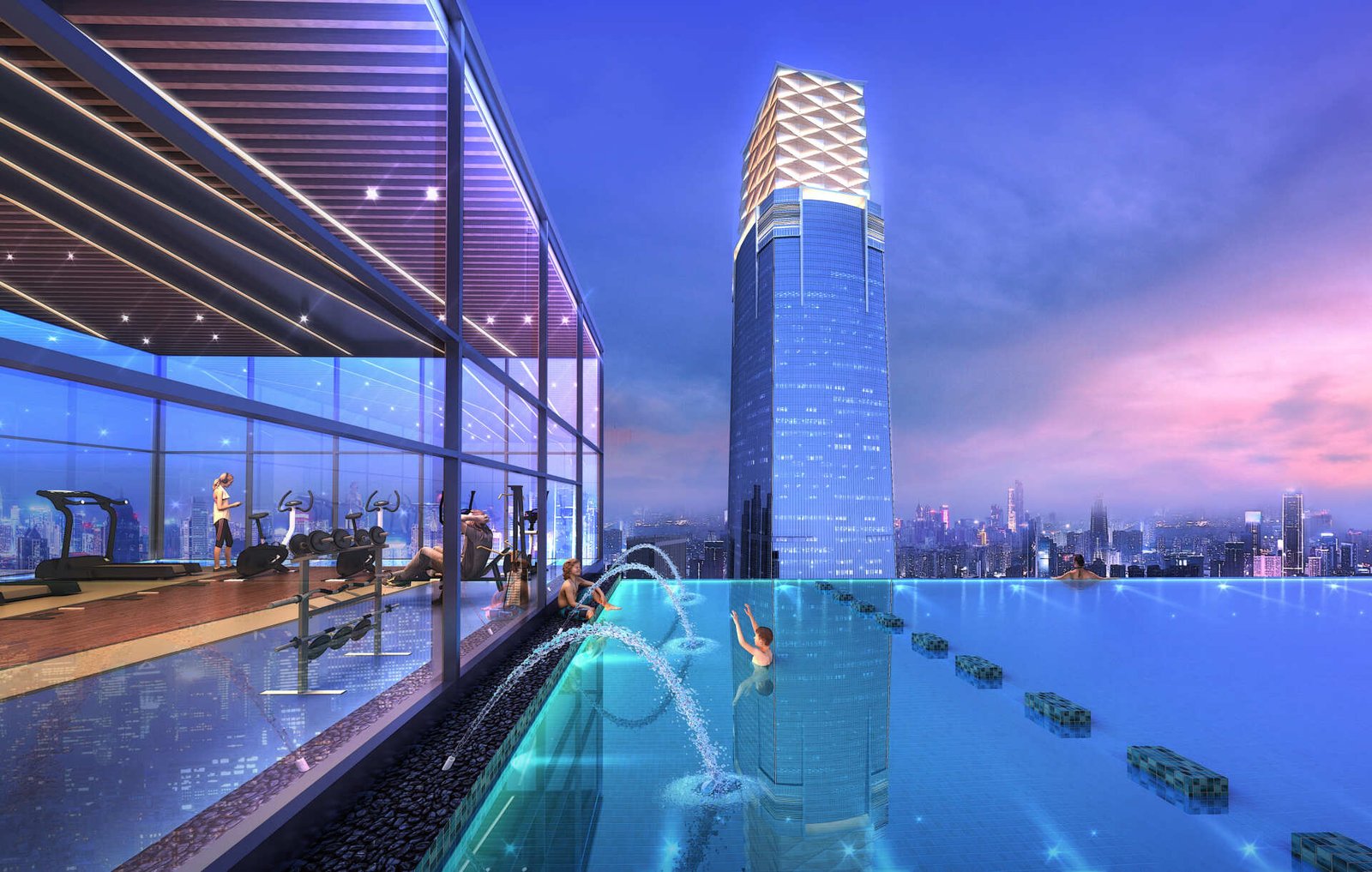 Rooftop pool and gymnasium together at CORE Residence @ TRX by CORE Precious Development, Tun Razak Exchange, Kuala Lumpur