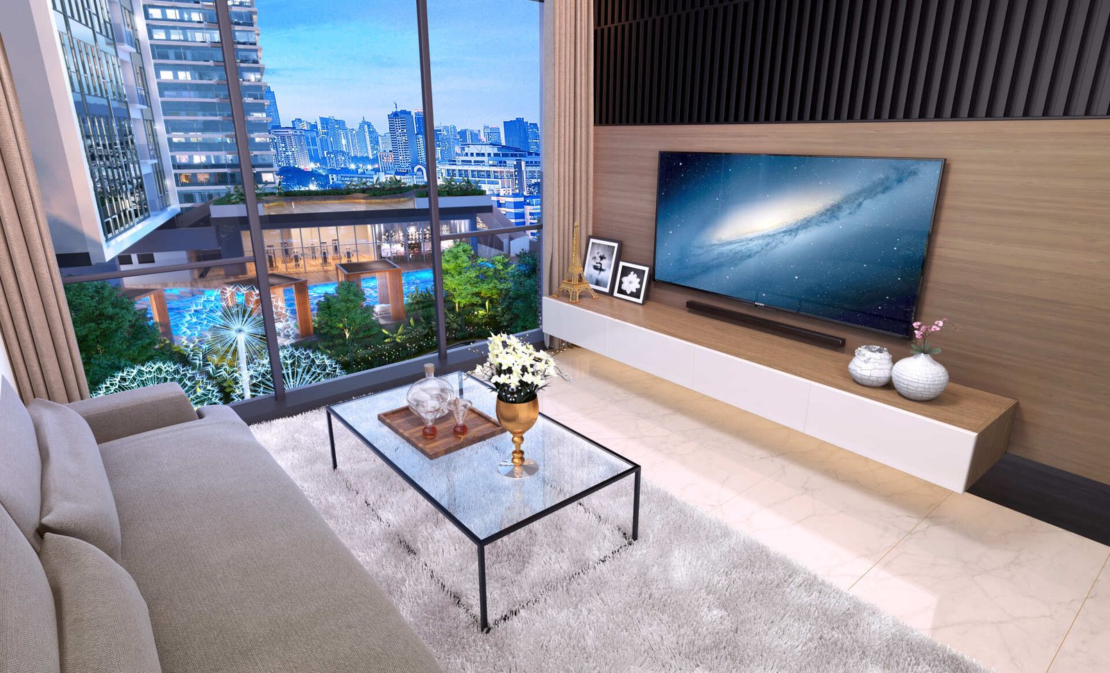 Show unit living and dining area at CORE Residence @ TRX by CORE Precious Development, Tun Razak Exchange, Kuala Lumpur