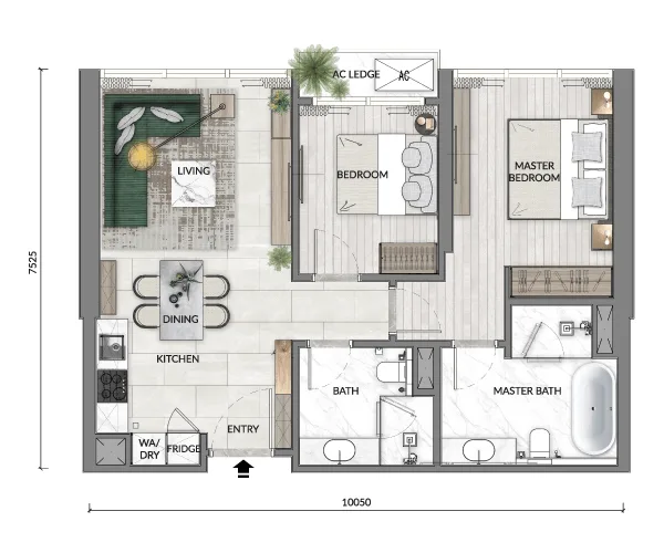 Type B1 floor plan, 817 sq ft at CORE Residence @ TRX by CORE Precious Development, Tun Razak Exchange, Kuala Lumpur