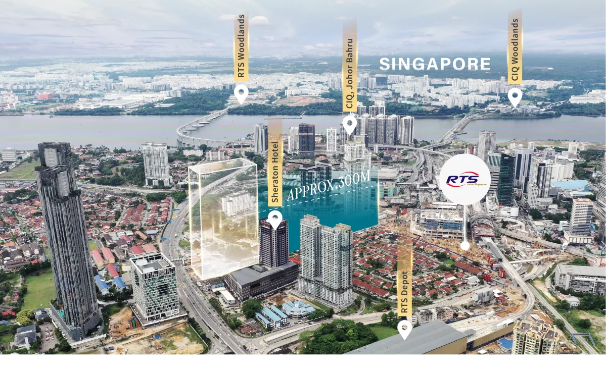 Official CTC Development visual for CTC SkyOne @ Bukit Chagar showing its Johor Bahru city centre setting in Iskandar Malaysia Zone A