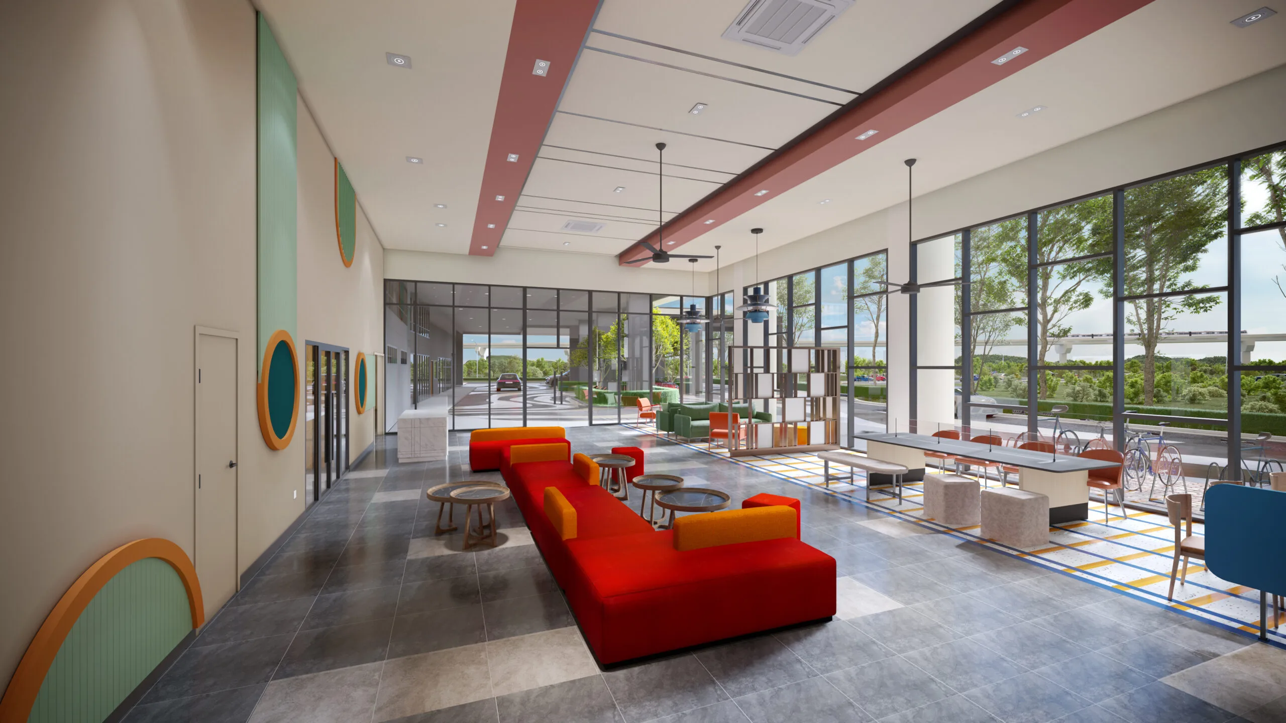 The Flow lobby and co-working lounge at D’Evia Residences @ Kwasa Damansara by EXSIM Group, Kwasa Damansara, Selangor