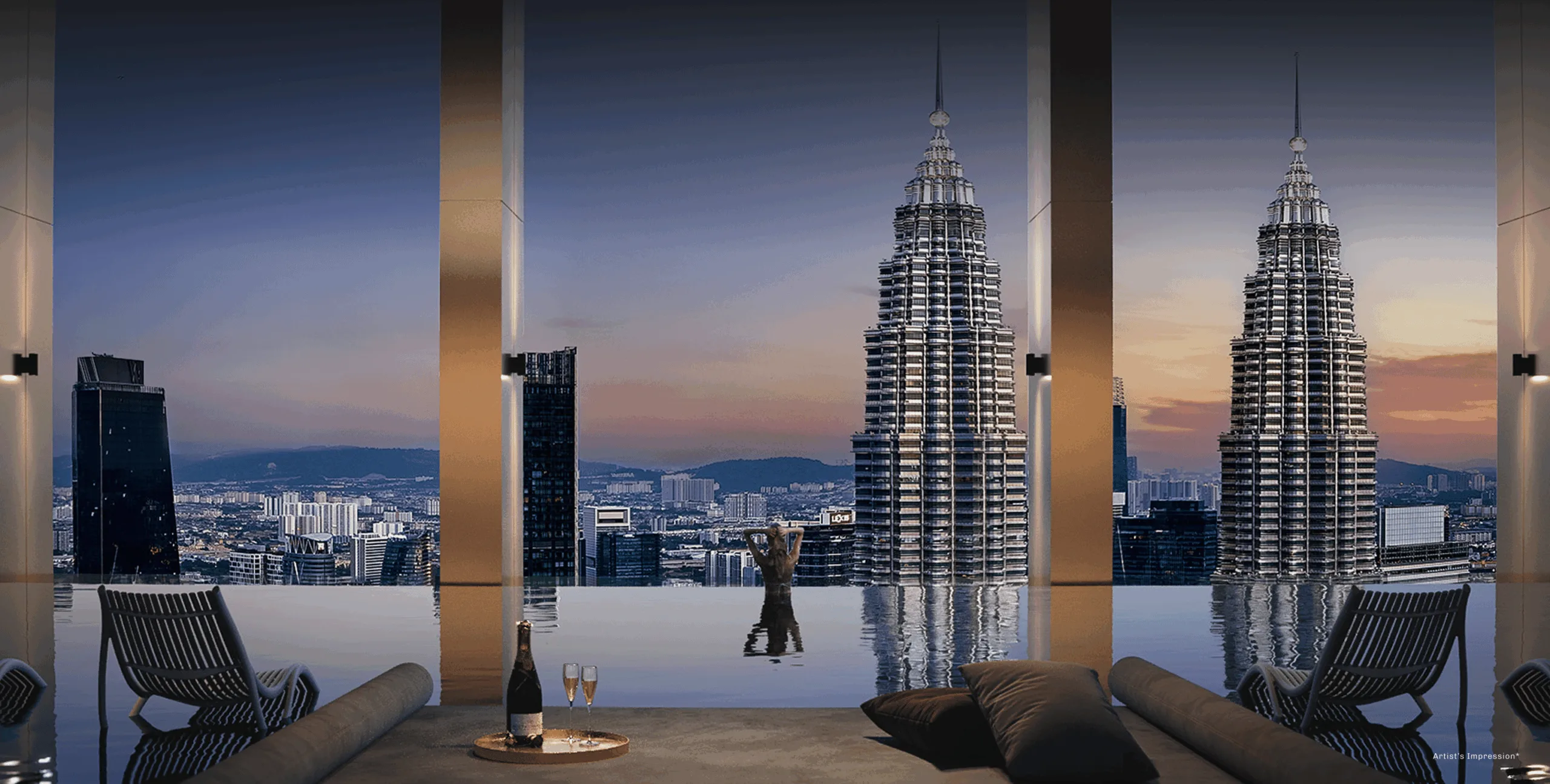 Infinity lap pool on The Pulse deck at Levels 79 and 80 of Divine KLCC, Jalan Saloma, Kuala Lumpur