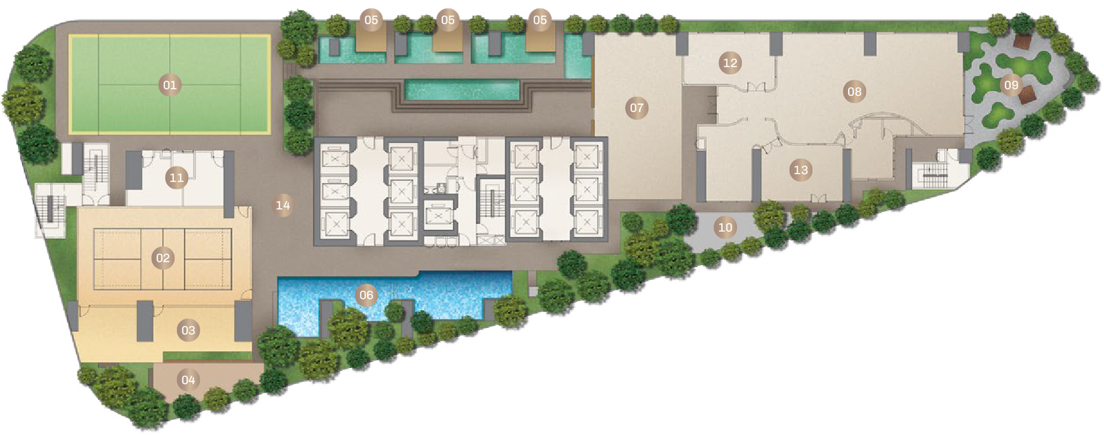 Developer facilities plan for the Level 12 and 13 play deck at Divine KLCC, Jalan Saloma
