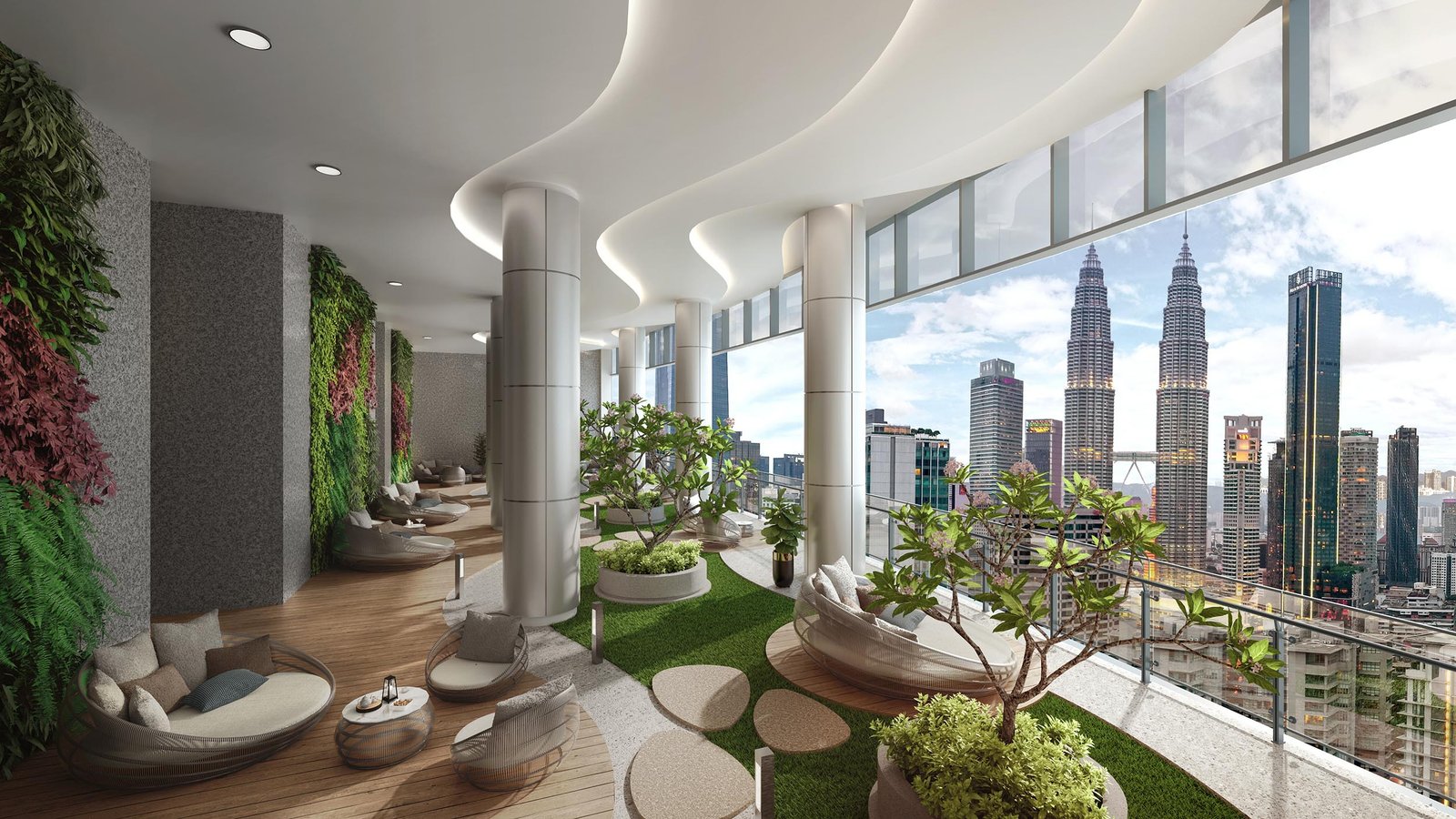 Level 33A Tranquil Plateau sky terrace and day bed garden at Eaton Residences @ KLCC