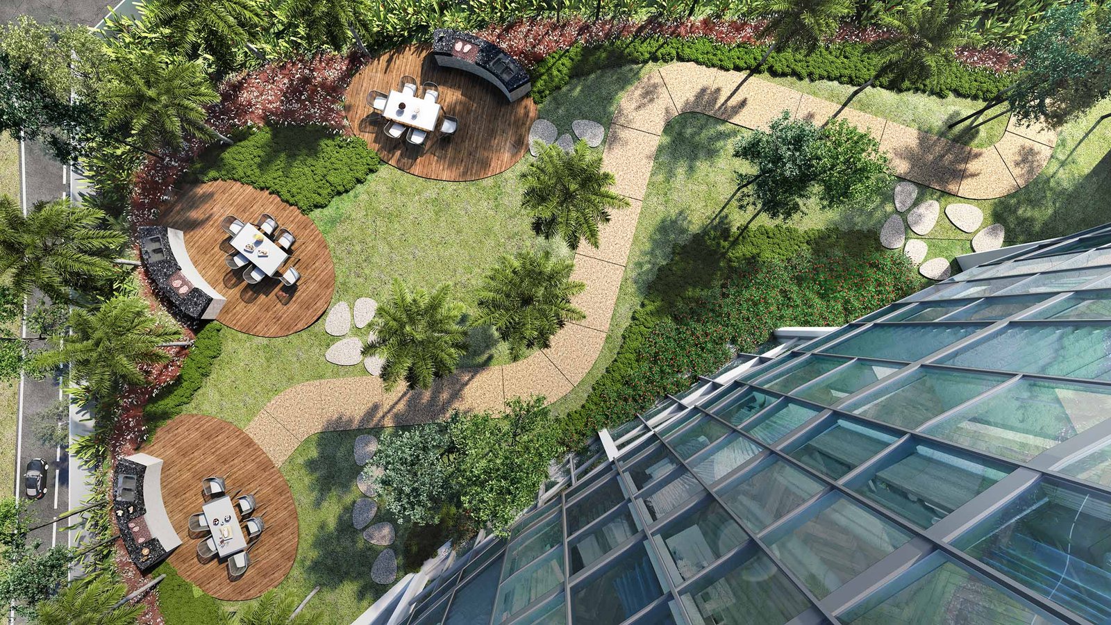 Level 8 Adventure Meadow with BBQ pods and multi-purpose lawn at Eaton Residences @ KLCC