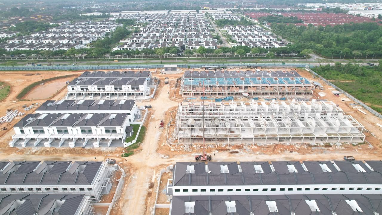 Ariella at Lanna, Eco Tropics — wall and roofing works in progress, developer photograph dated 1 August 2026