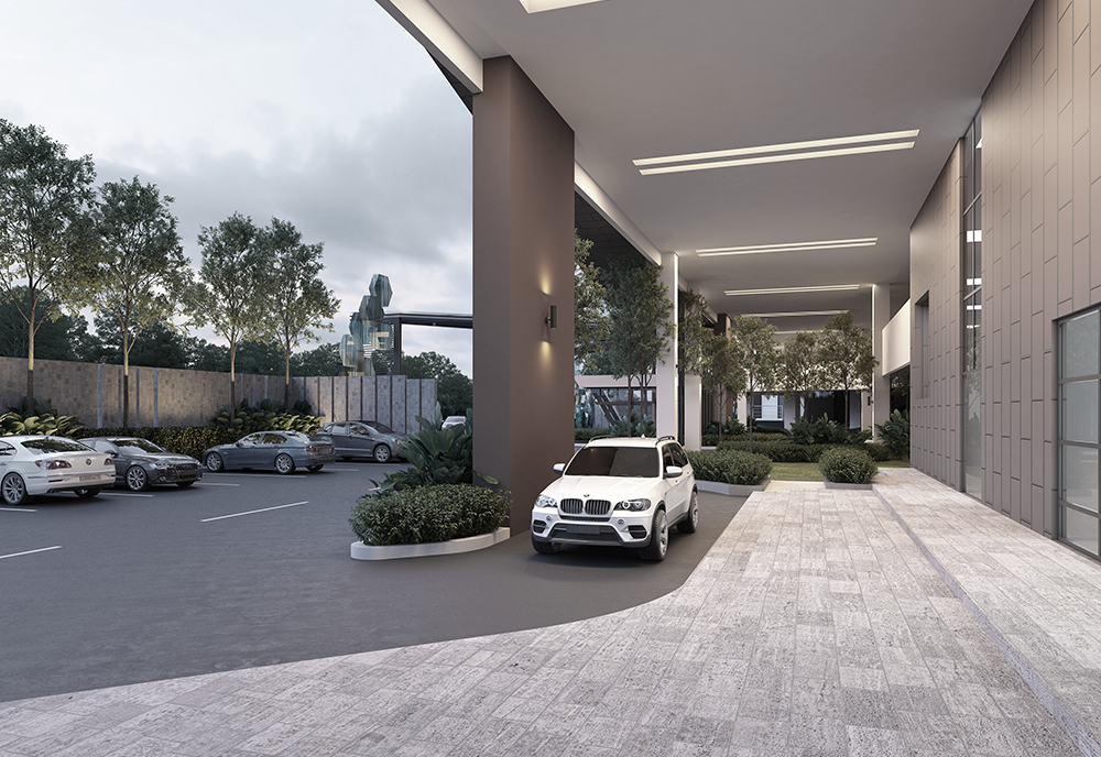 Covered arrival drop-off porch at Elysia Park Residence, Medini, Iskandar Puteri, Johor