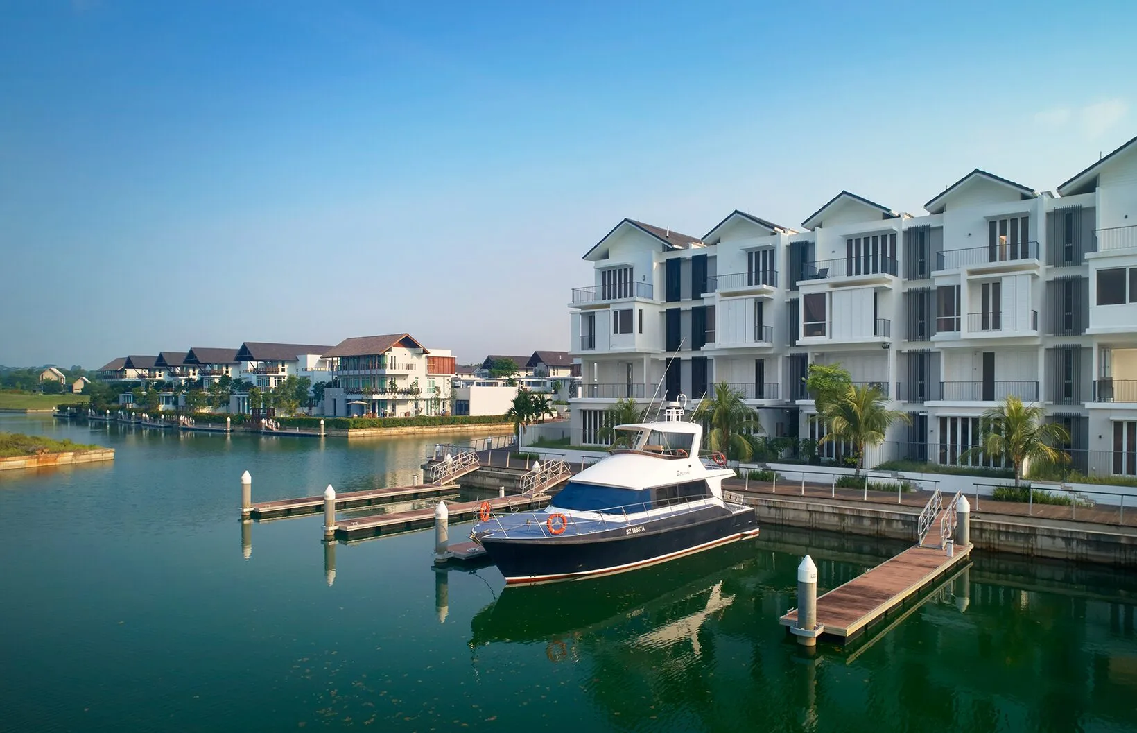 Internal courtyard bringing daylight into an Emerald Bay home, Puteri Harbour, Iskandar Puteri