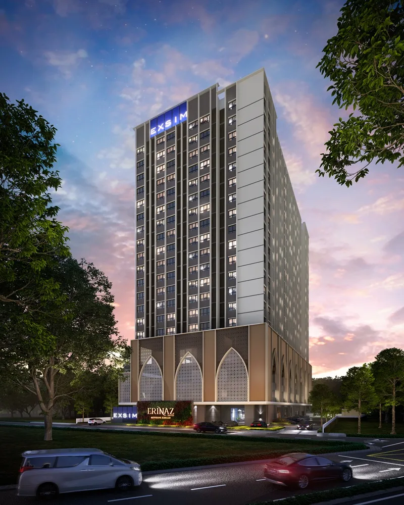 Facade artist impression, second view at Erinaz Suites @ Kubang Kerian by EXSIM, Kota Bharu, Kelantan