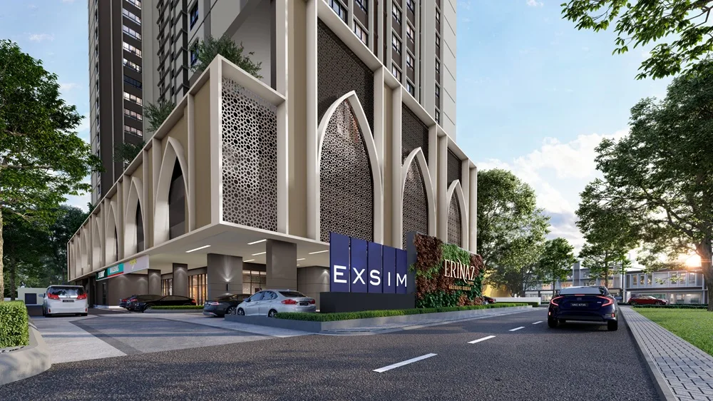 Facade artist impression, third view at Erinaz Suites @ Kubang Kerian by EXSIM, Kota Bharu, Kelantan