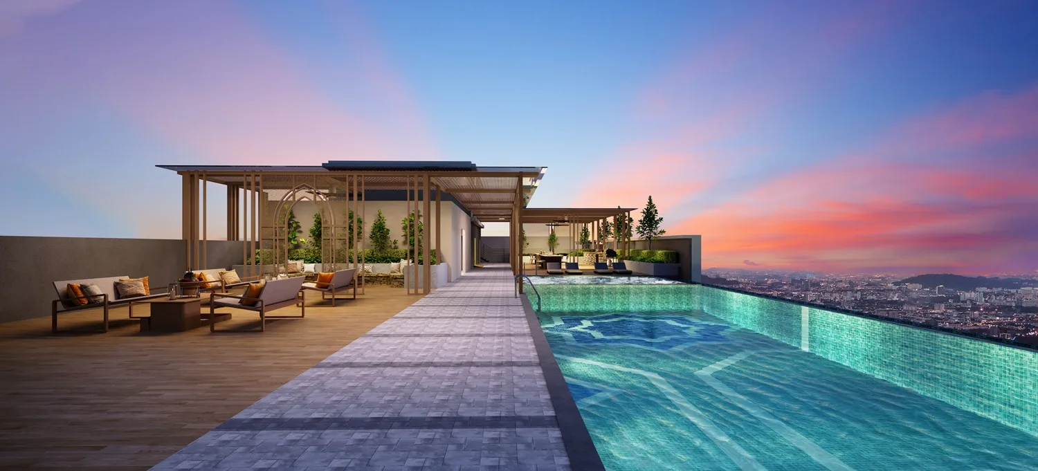 Wavescape Pergola on the Level 23 sky deck at Erinaz Suites @ Kubang Kerian by EXSIM, Kota Bharu, Kelantan