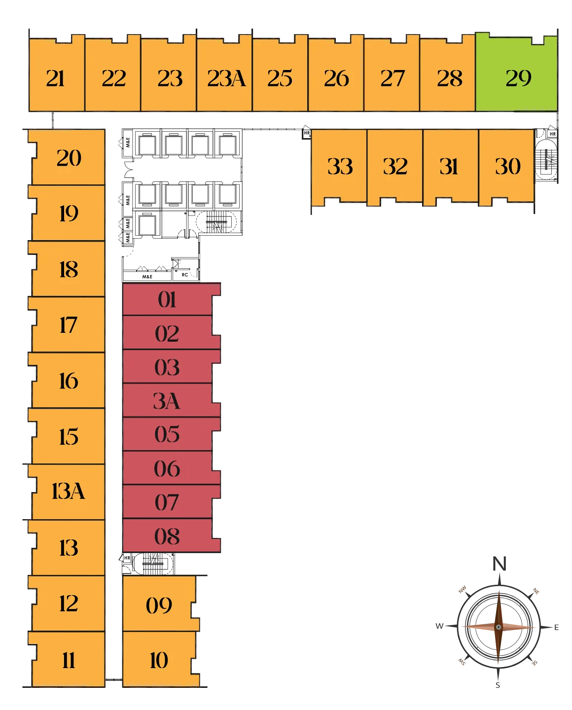 登嘉楼瓜拉登嘉楼 Qubaz Suites 标准层平面图 附四面朝向说明