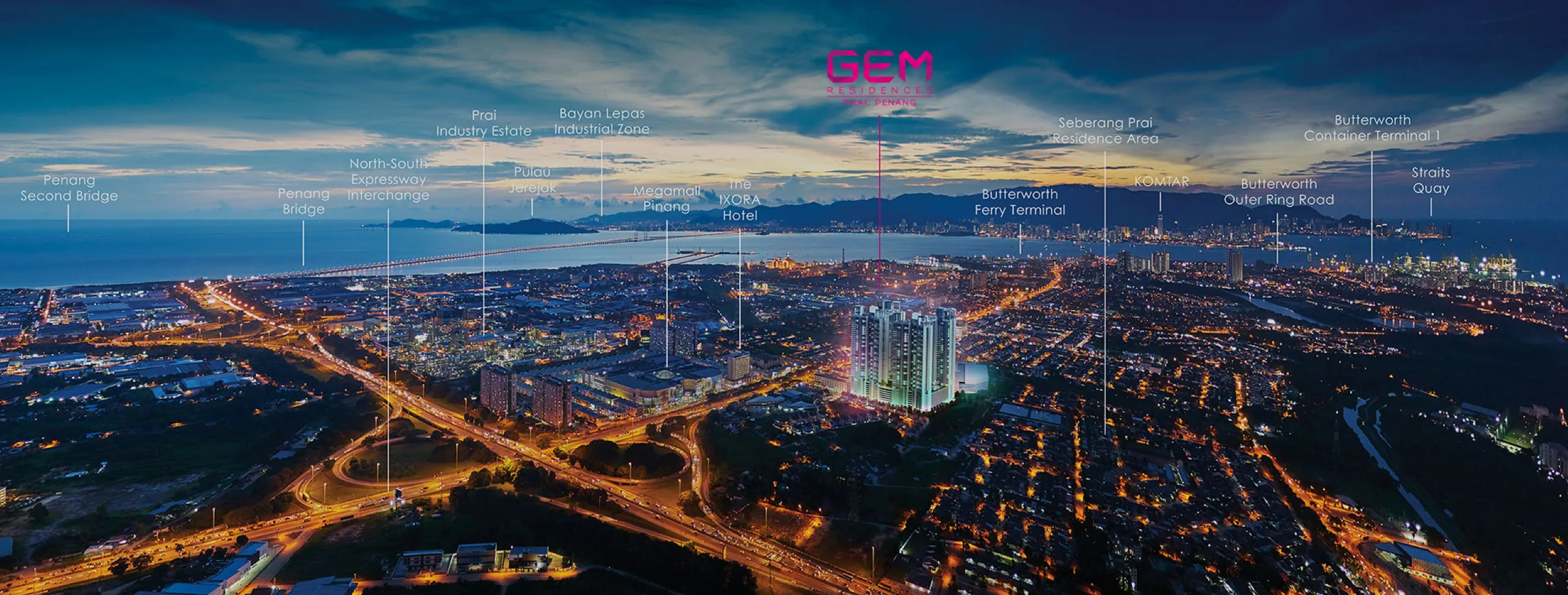 Address and location panel at GEM Residences @ Prai by Belleview Group, Jalan Baru, Prai, Seberang Perai, Penang