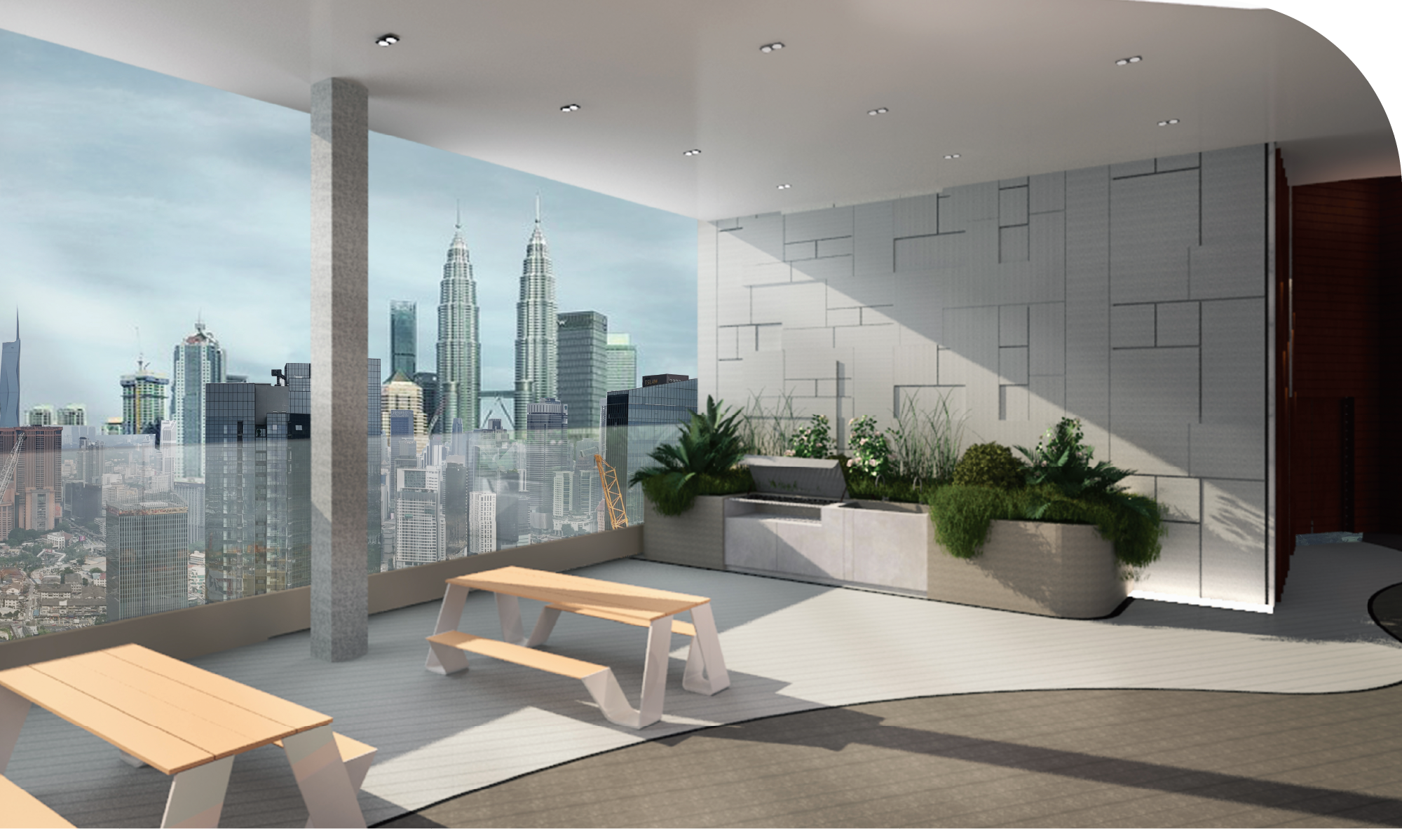 Barbecue area render at Golden Crown Residence by Golden Eagle, Jalan Ampang, Kuala Lumpur