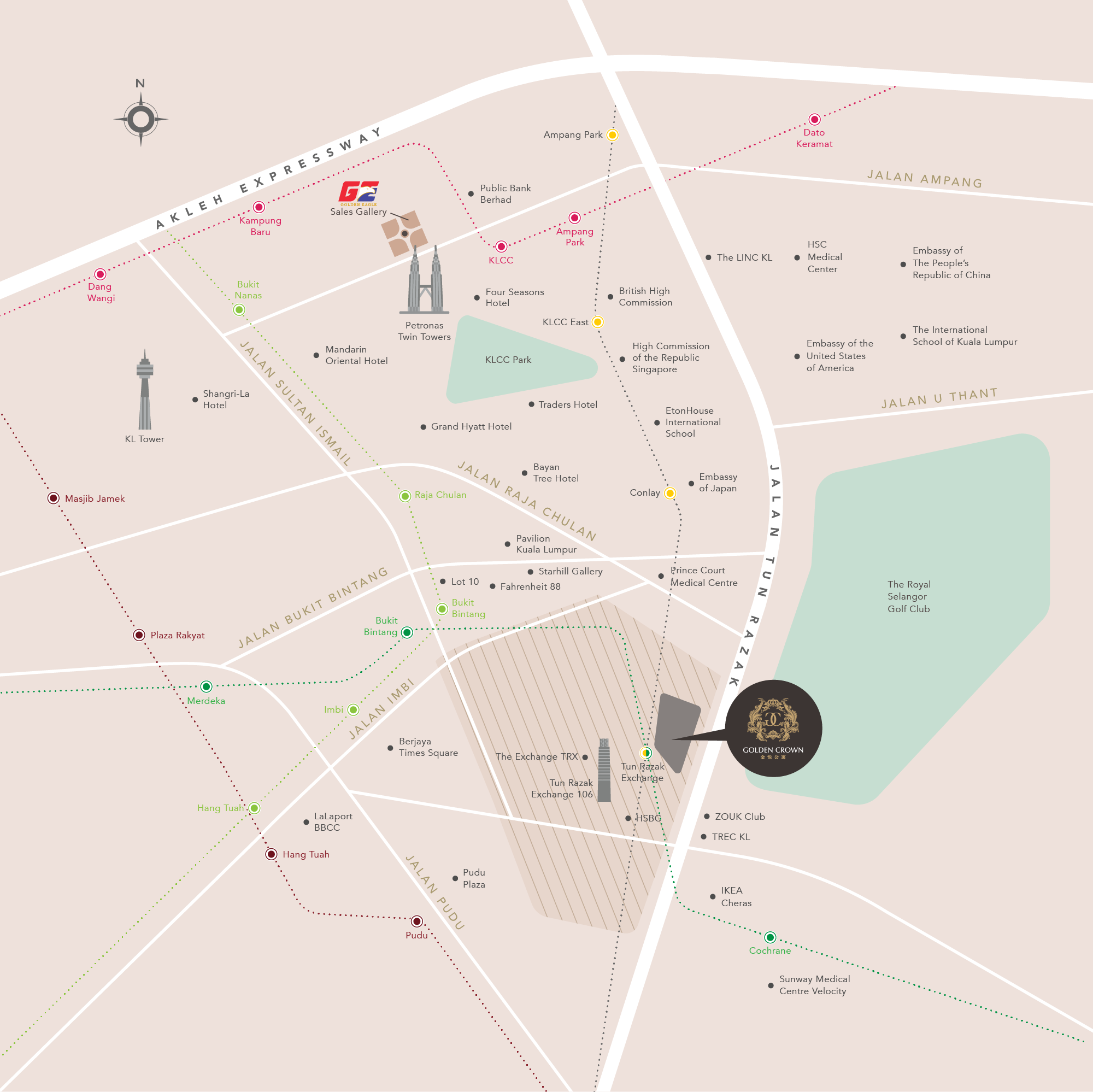 Location map published by the developer at Golden Crown Residence by Golden Eagle, Jalan Ampang, Kuala Lumpur