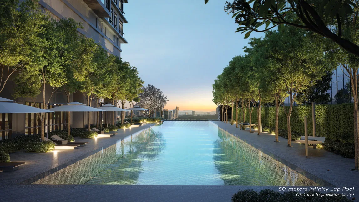 The 50-metre lap pool at Khaya Residences @ Bangsar published by developer Melati Ehsan Holdings Berhad, Jalan Bangsar, Kuala Lumpur