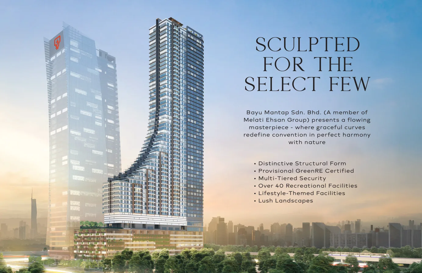 Khaya Residence @ Bangsar tower artist's impression from Melati Ehsan, a 61-storey L-shaped block of 795 serviced apartments beside Menara TNB Bangsar, Kuala Lumpur