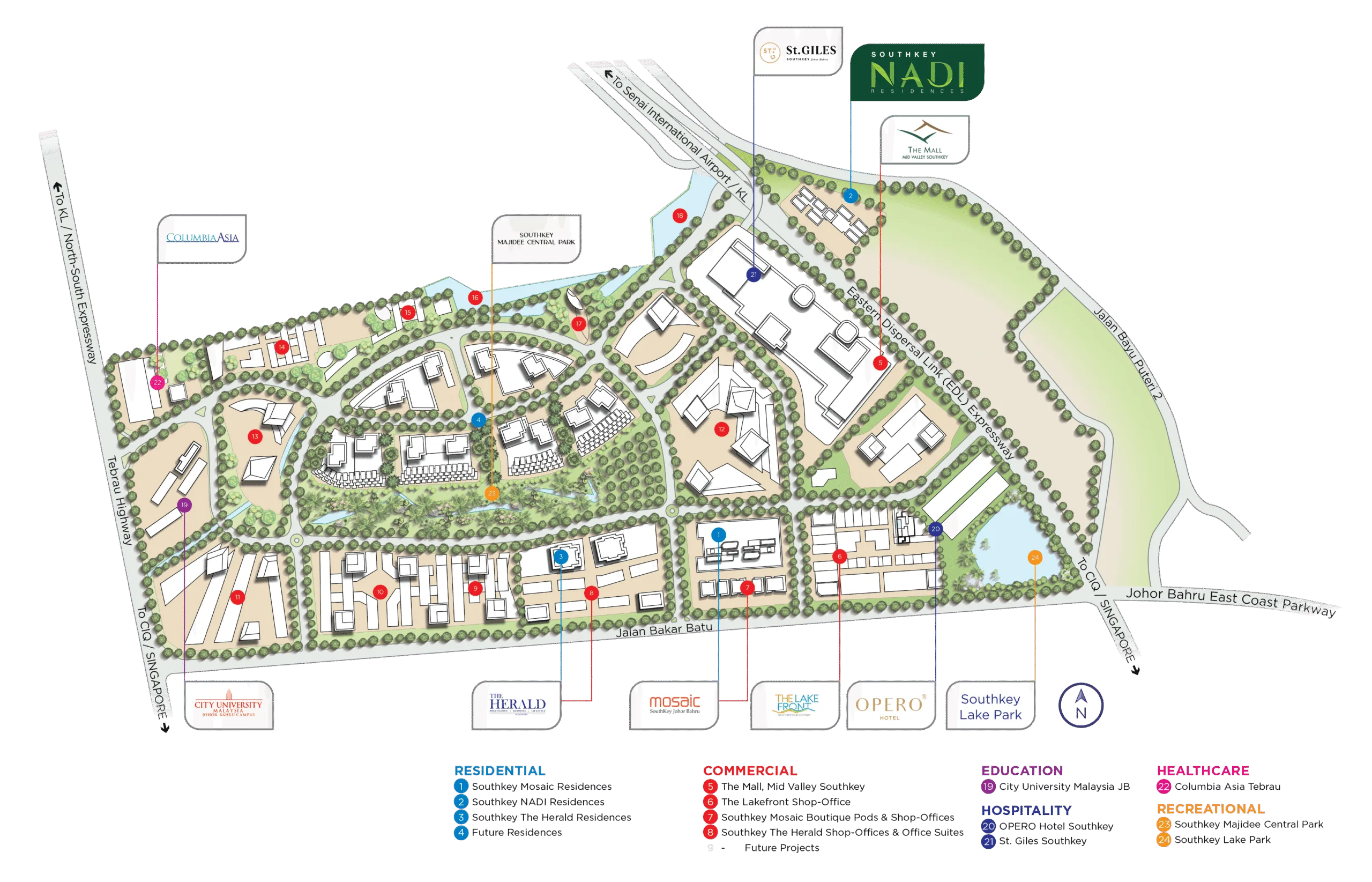 Official Kota Southkey masterplan showing the 330-acre precinct that contains Southkey NADI Residences, Johor Bahru