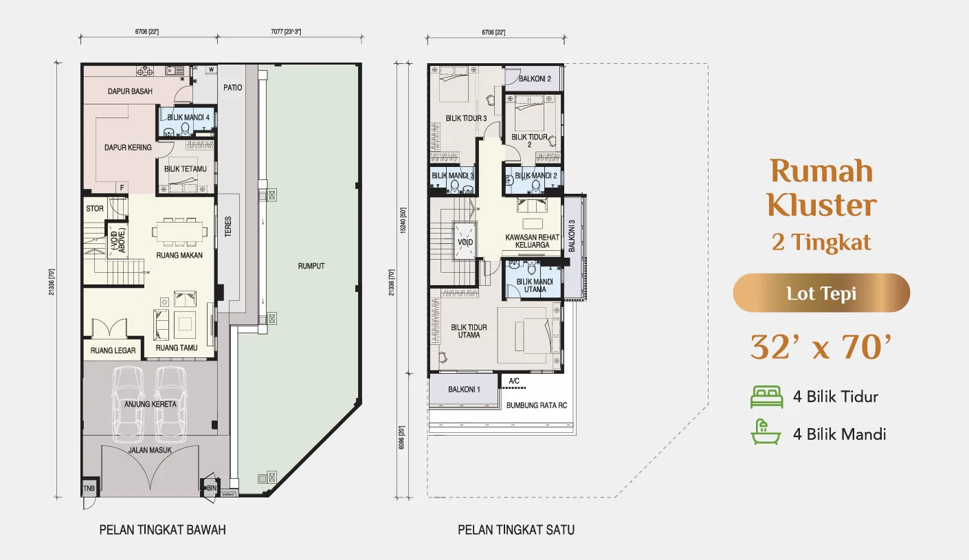 KSL Pulai Bestari double-storey cluster end lot floor plan, official developer drawing, Kangkar Pulai