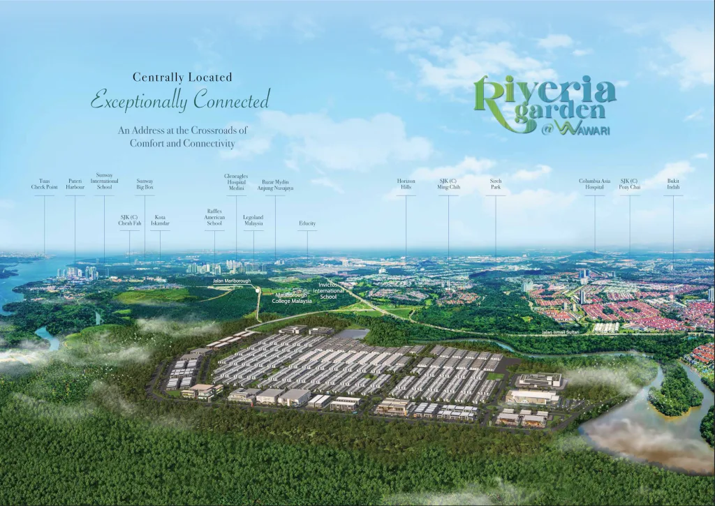 Developer location map for KSL Riveria Garden @ Wawari and Riverhaus in Mukim Pulai, Iskandar Puteri, Johor