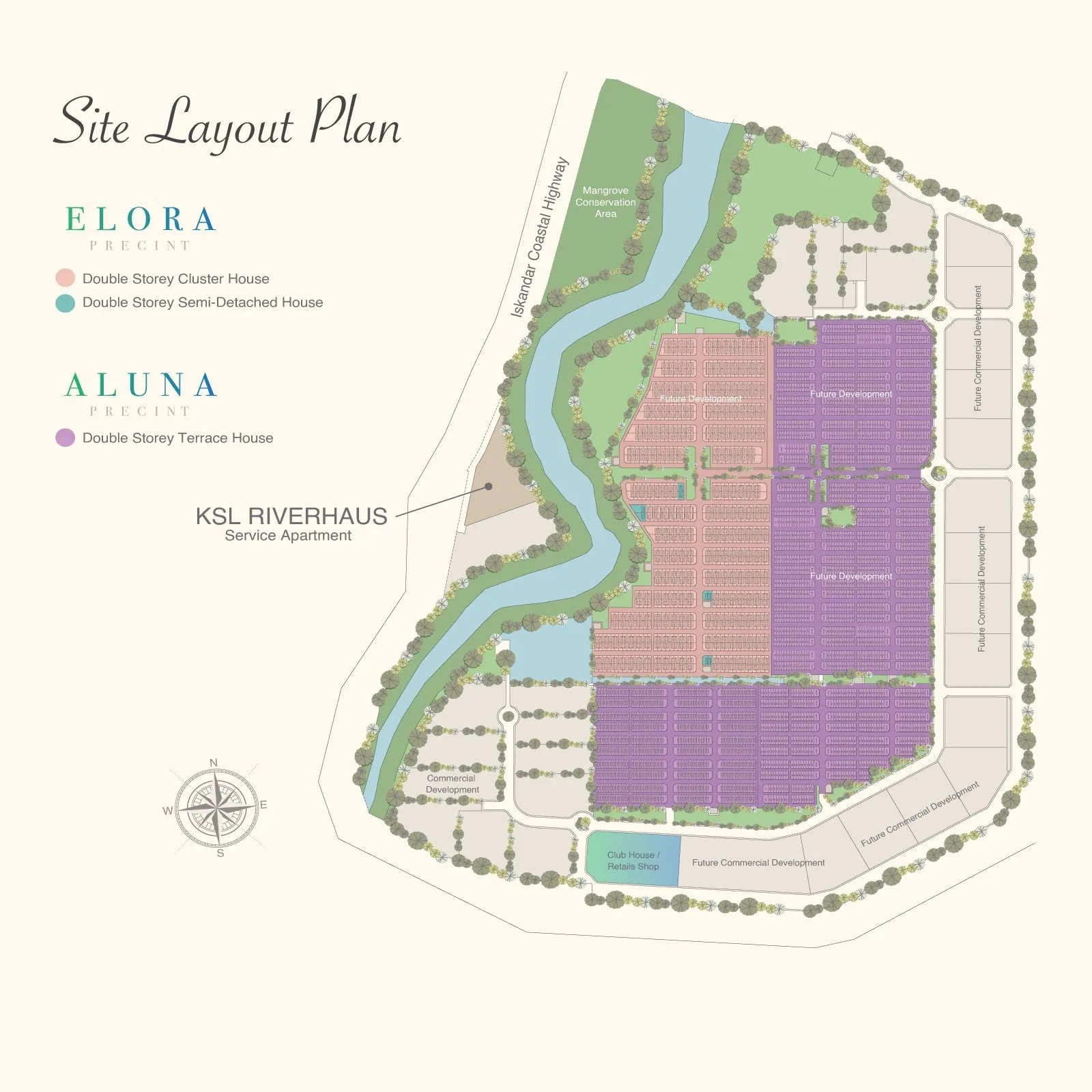KSL Riveria Garden @ Wawari township master plan showing the Riverhaus serviced apartment precinct, Iskandar Puteri
