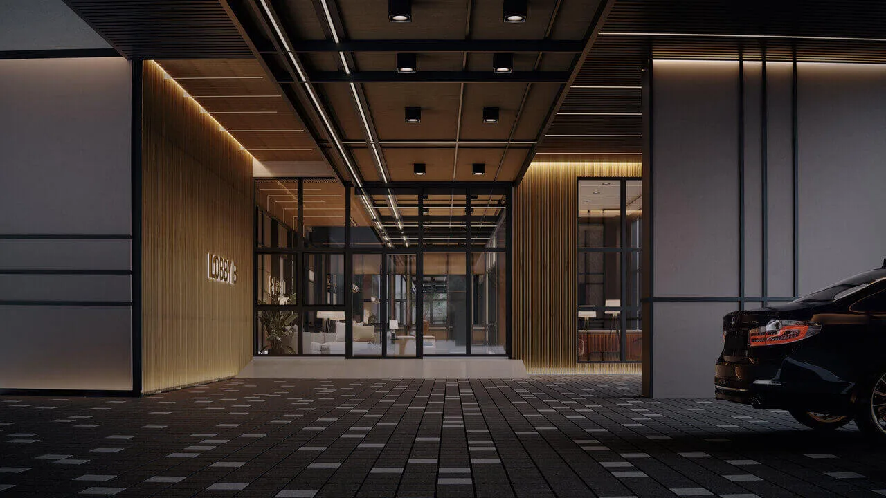 Covered drop-off lobby at the entrance to Levia Residence, Pandan Perdana, Cheras, Kuala Lumpur