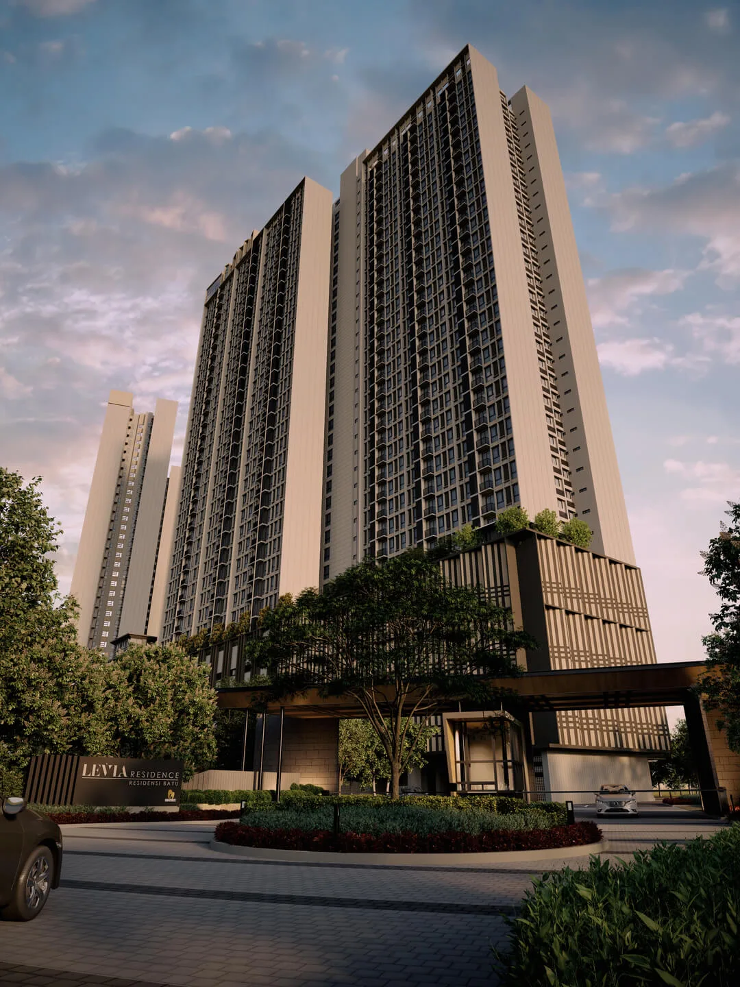 Entrance statement and guardhouse approach at Levia Residence, Pandan Perdana, Cheras, Kuala Lumpur