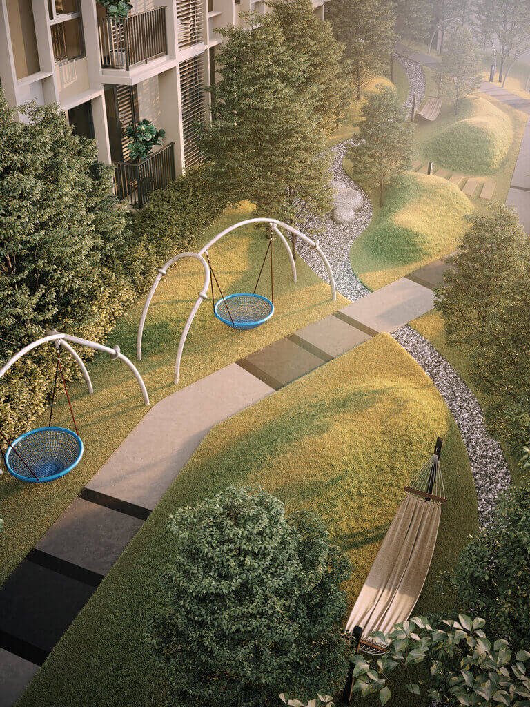 Forest Garden with swings and hammocks on the Level 6 deck at Levia Residence, Cheras, Kuala Lumpur