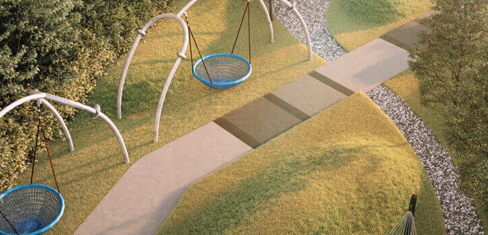 The Leisure Zone forest garden with swings on Level 6 at Levia Residence, Cheras, Kuala Lumpur