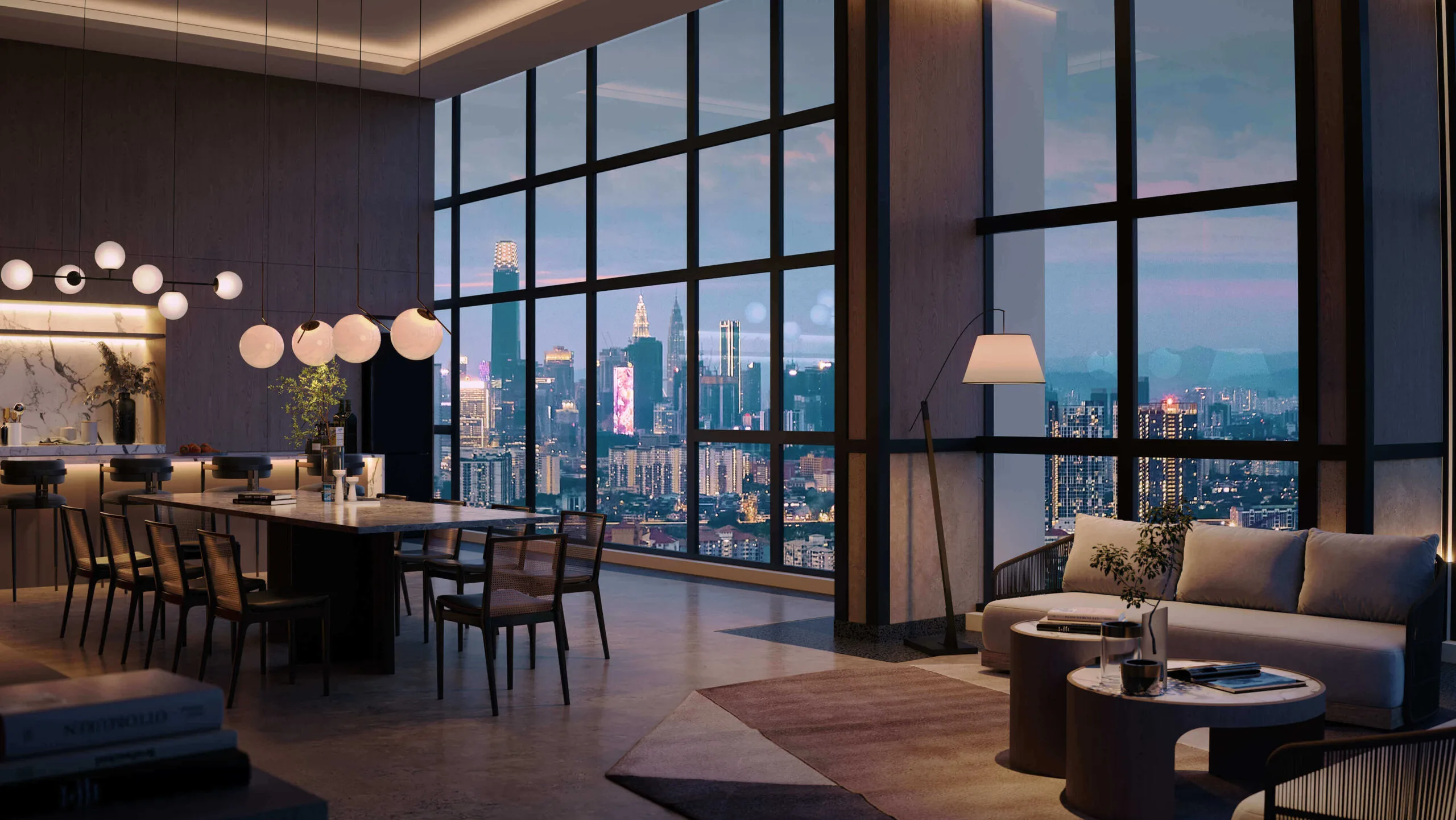 Sky Lounge on Level 36 at Levia Residence, looking out over the Kuala Lumpur skyline from Cheras