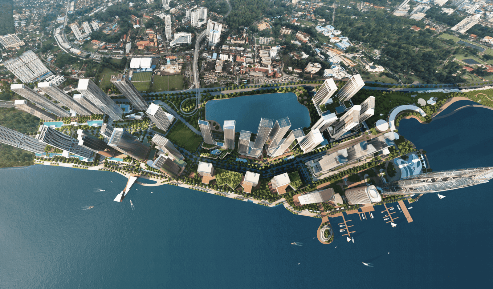 Artist's impression of the 2.5 km coastal promenade planned at Lido Waterfront Boulevard, Johor Bahru