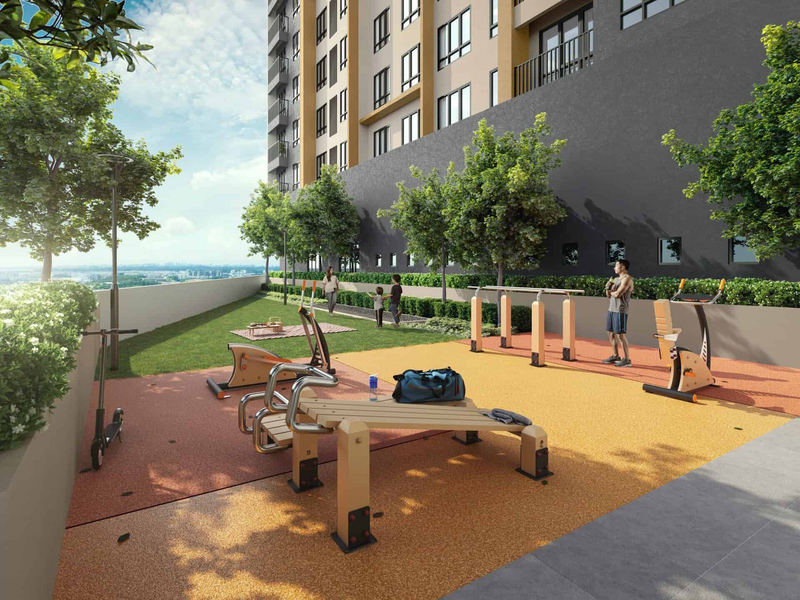 Outdoor fitness station and exercise lawn at M Grand Minori, Taman Pelangi