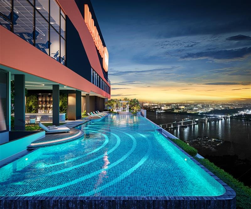 Swimming pool on the Level 50 Aqua Zone at Gen Sphere by Majestic Gen, Johor Bahru City Centre