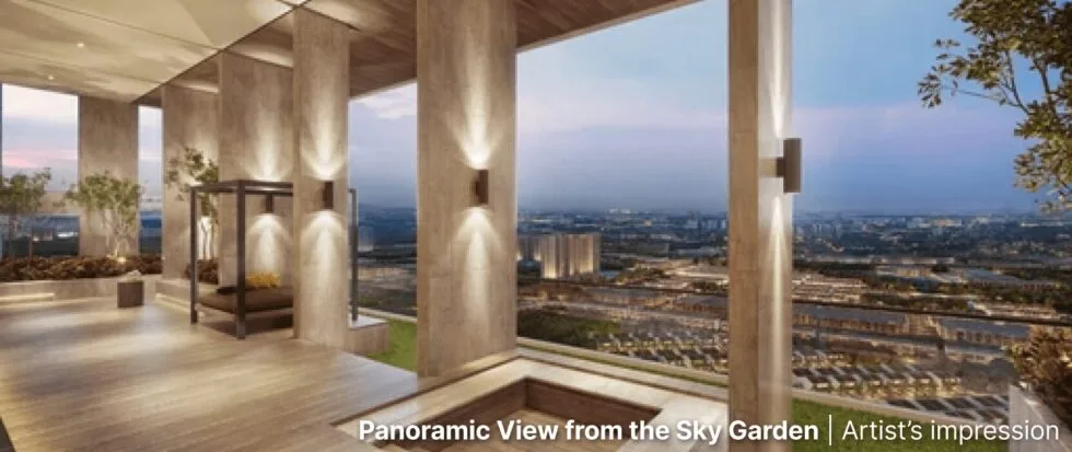 Mandolin Residences 30 楼空中庭院，俯瞰新山地不佬走廊