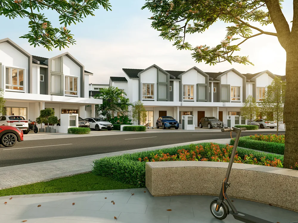 End-lot facade treatment at Murraya @ Tamansari, Rawang by Pinggir Mentari Sdn Bhd (BRDB Developments), Gombak district, Selangor