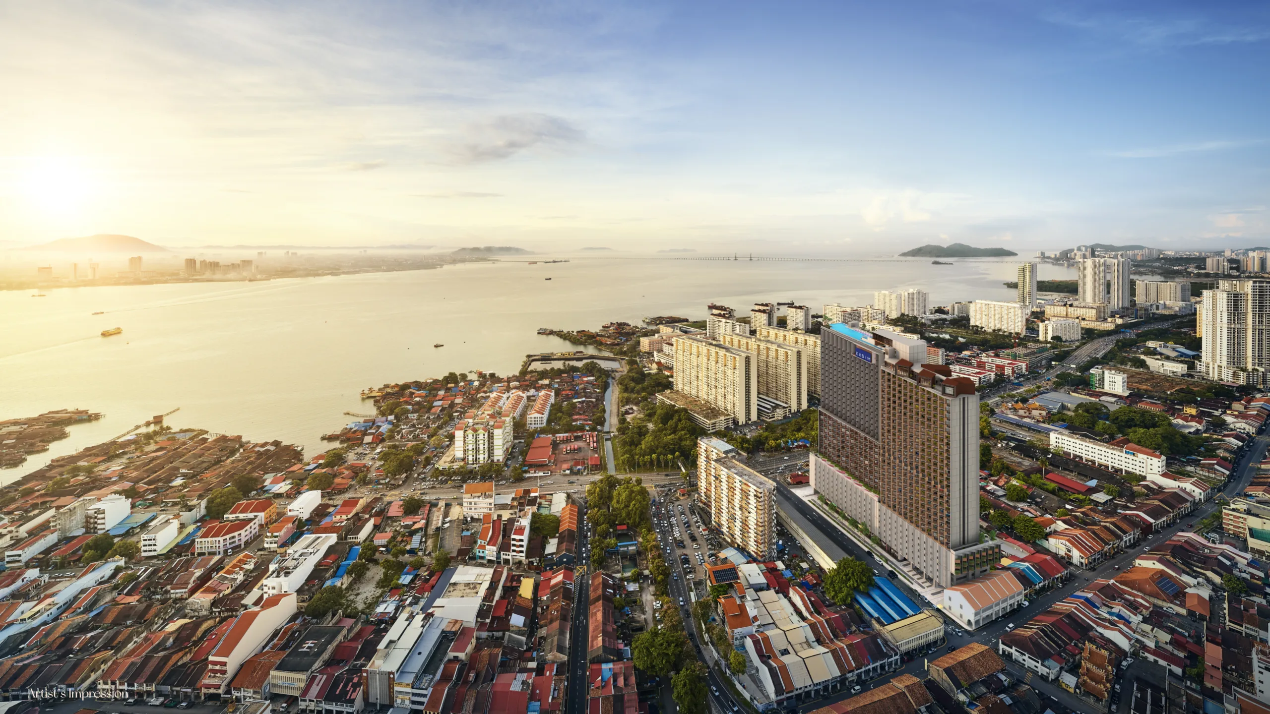 槟城乔治市Noordinz Suites @ 乔治市 Weld Quay 海滨空拍视角