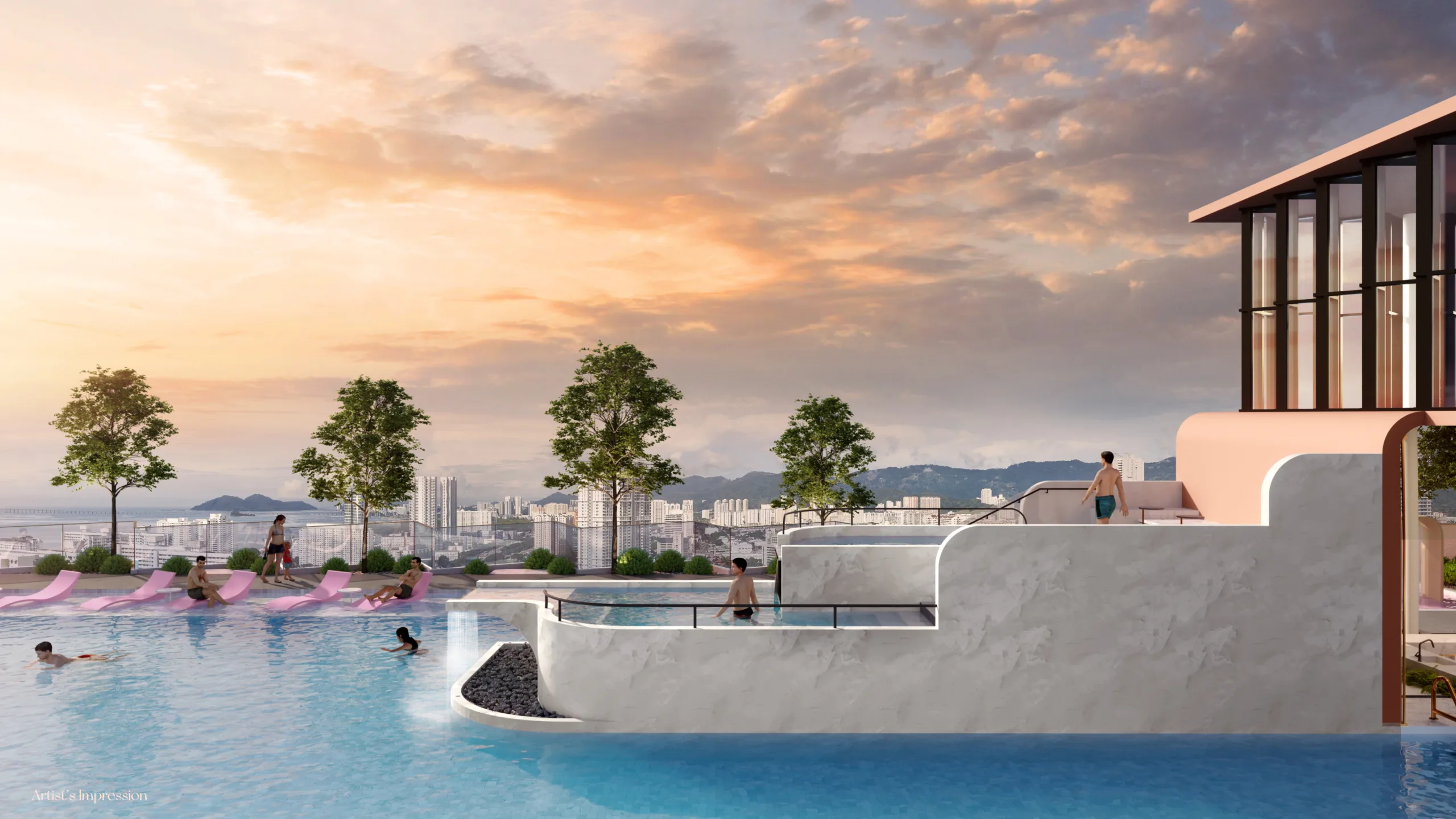 槟城乔治市Noordinz Suites @ 乔治市 空中泳池 第二视角