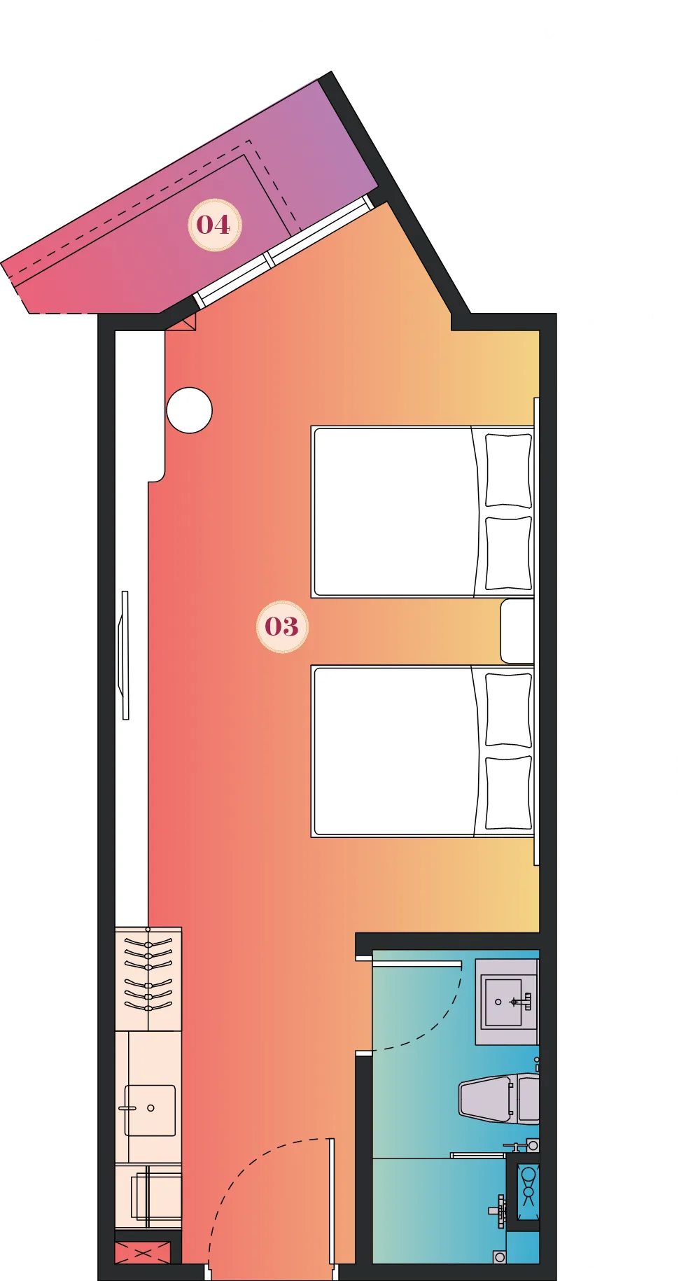 槟城乔治市Noordinz Suites @ 乔治市 A 型单间户型图 377 平方尺
