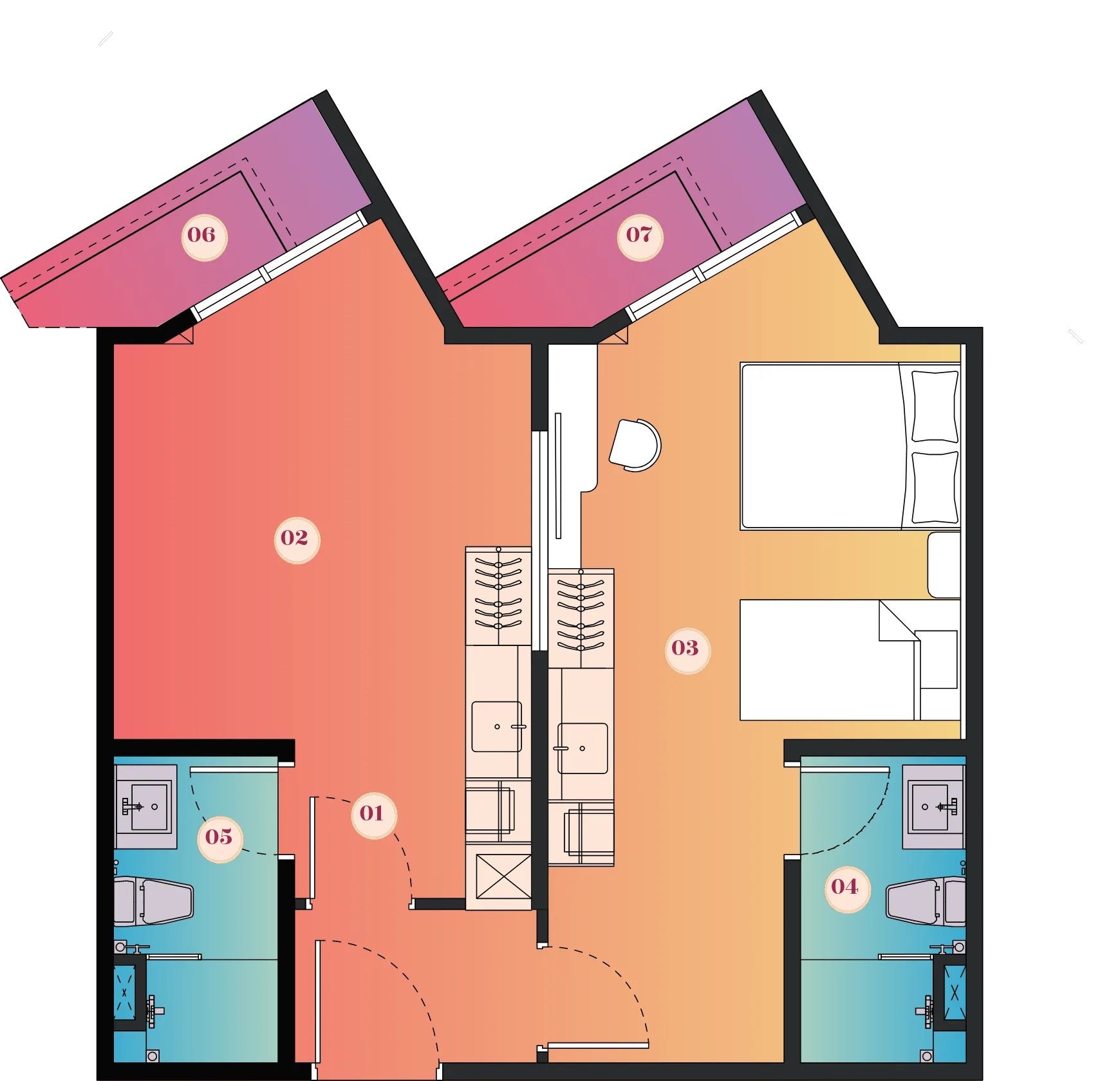 槟城乔治市Noordinz Suites @ 乔治市 B 型双钥匙户型图 603 平方尺