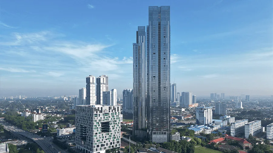 One Bukit Senyum 11.85-acre masterplan showing The Astaka twin towers, Menara MBJB and the later phases, Johor Bahru