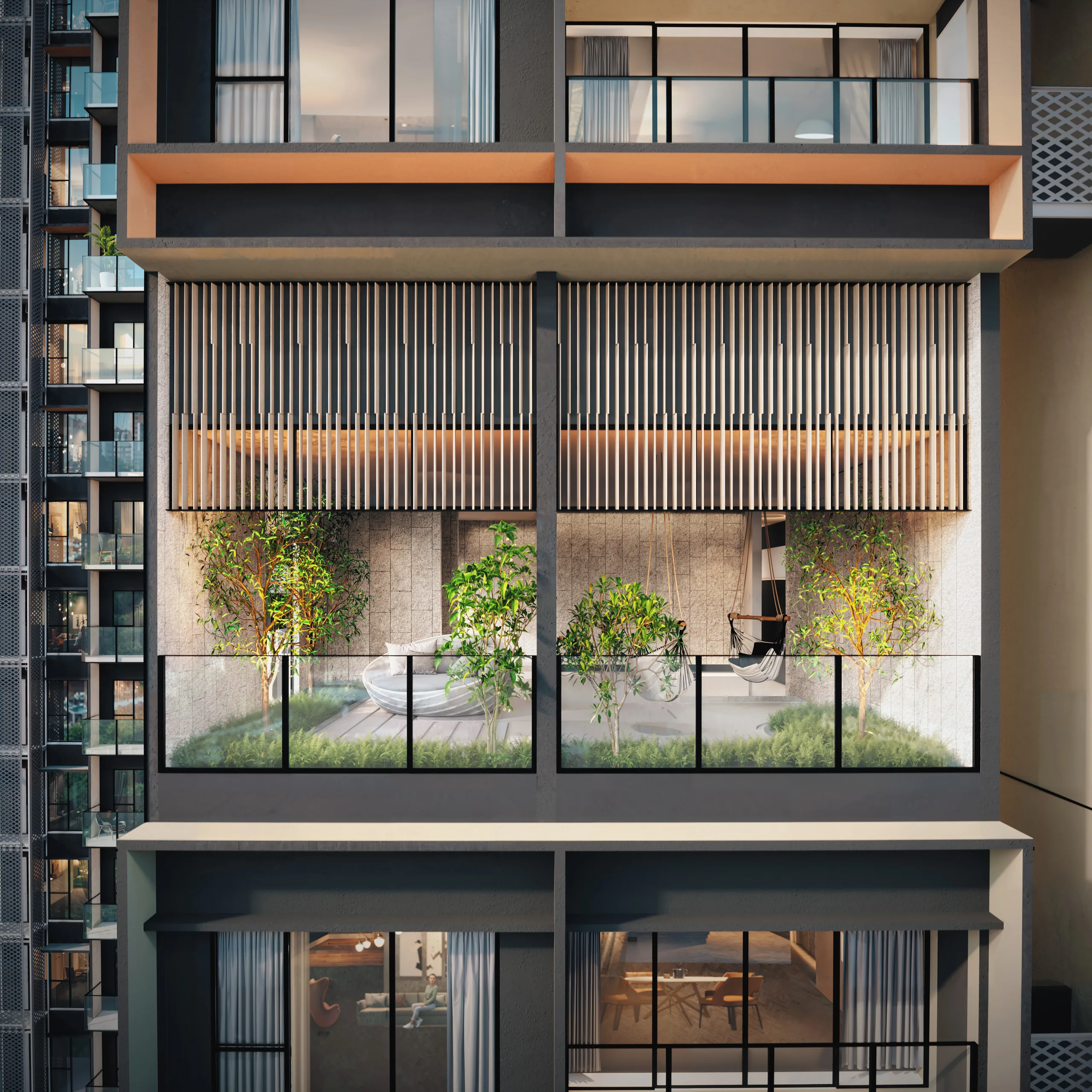 Hammock garden on the Level 43 Parkside Collective floor at Parkside Residences @ Setia Federal Hill, Bangsar, Kuala Lumpur