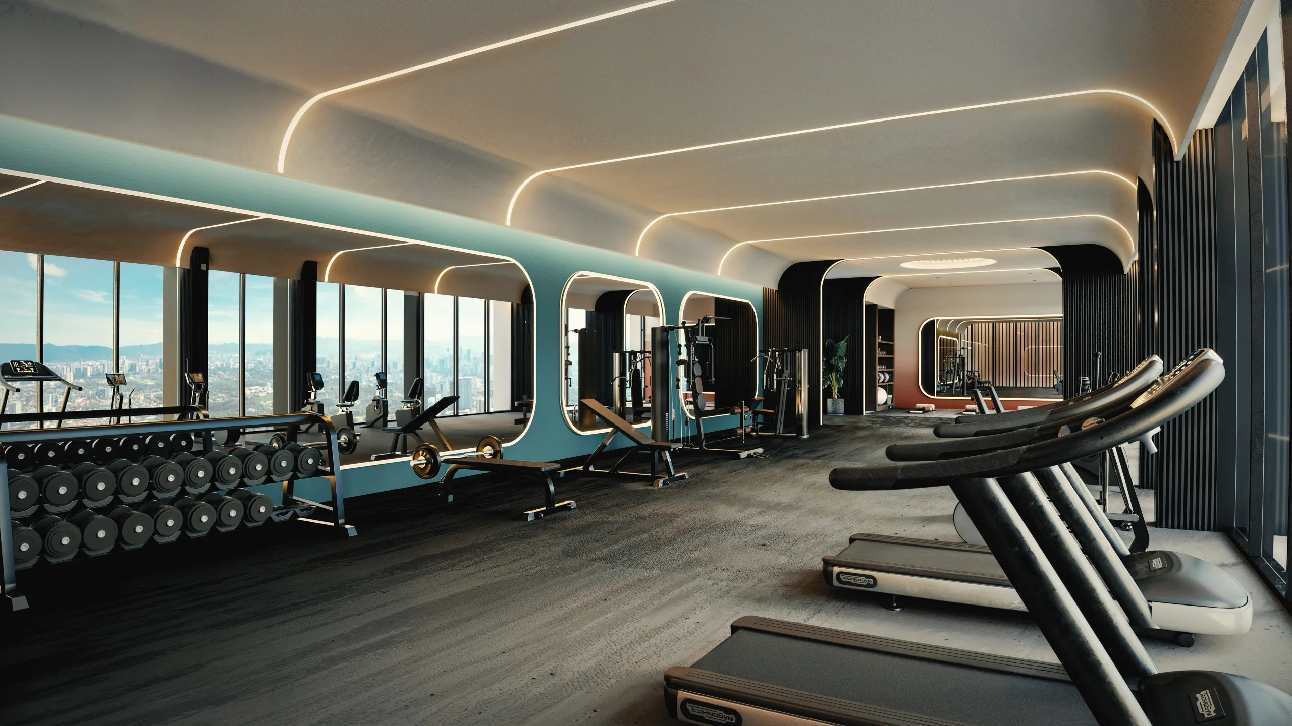 Level 61 sky gym at the crown of Parkside Residences @ Setia Federal Hill overlooking Bangsar and KL Sentral