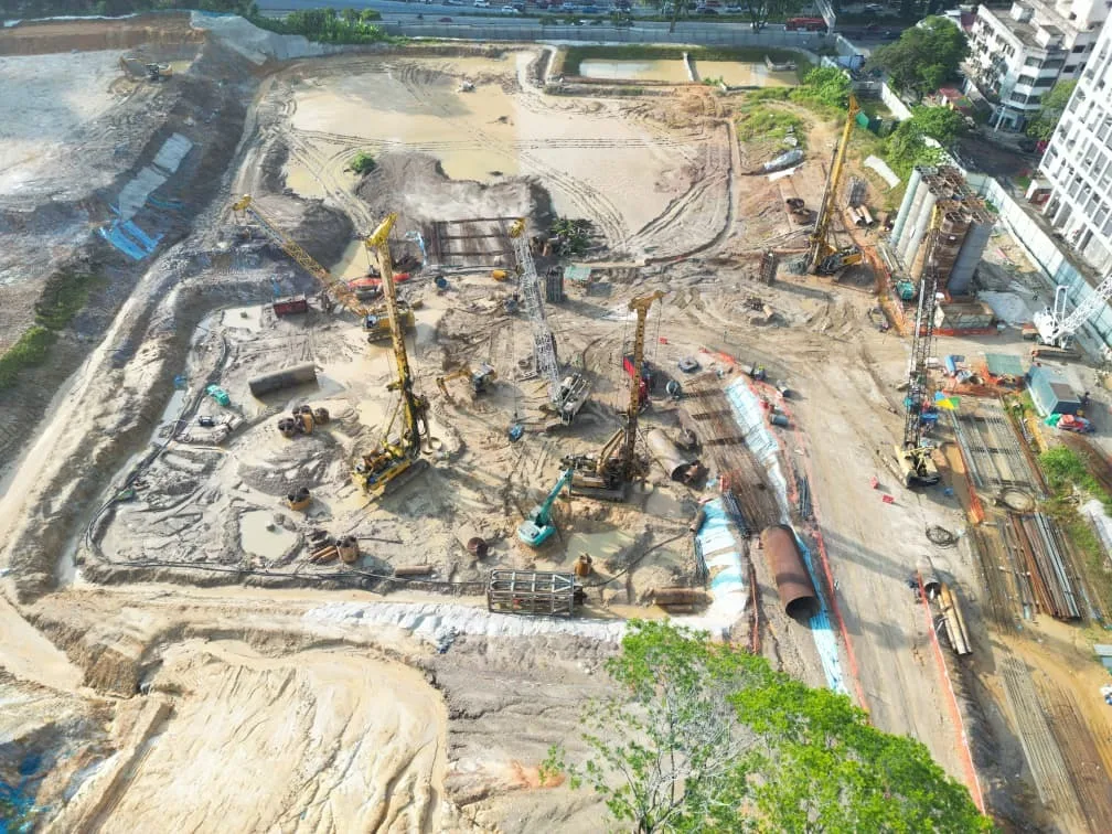 Site progress at Parkside Residences @ Setia Federal Hill as at June 2026, piling in progress and partially complete, Jalan Bangsar, Kuala Lumpur