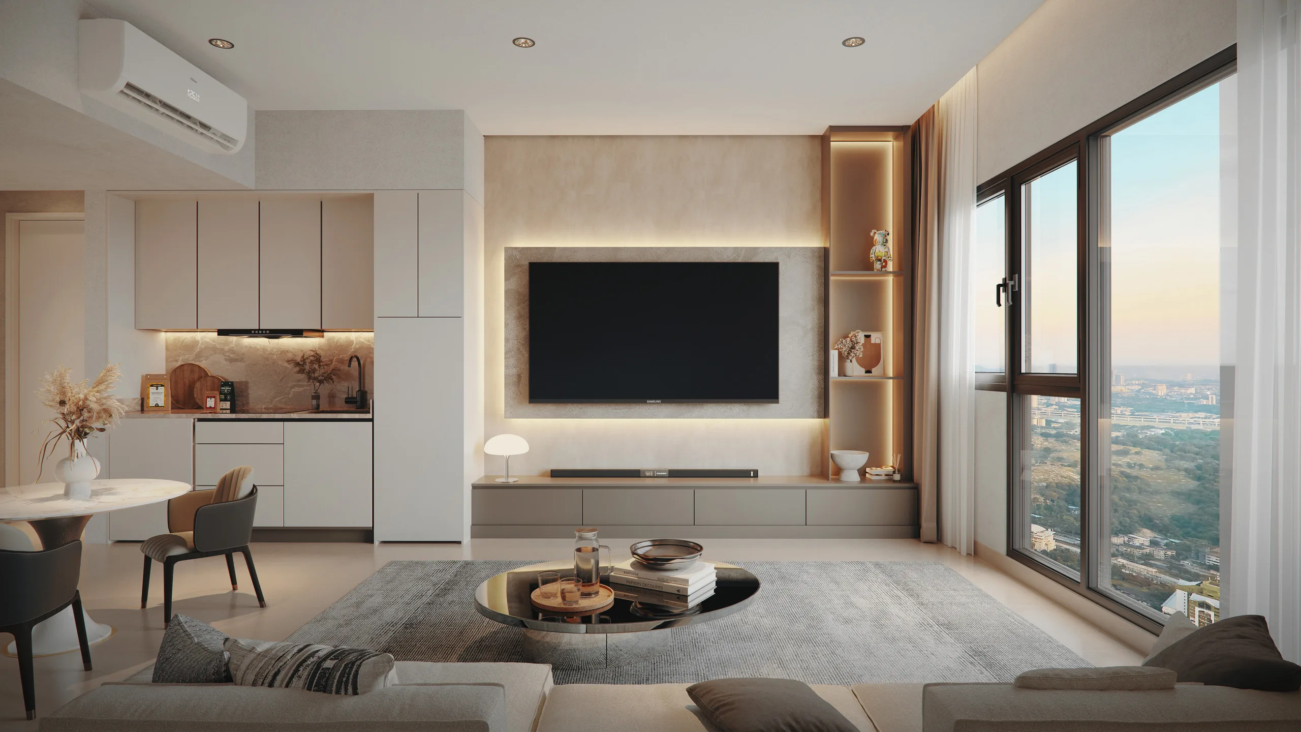 Type B living area artist's impression at Parkside Residences @ Setia Federal Hill, Jalan Bangsar, Kuala Lumpur