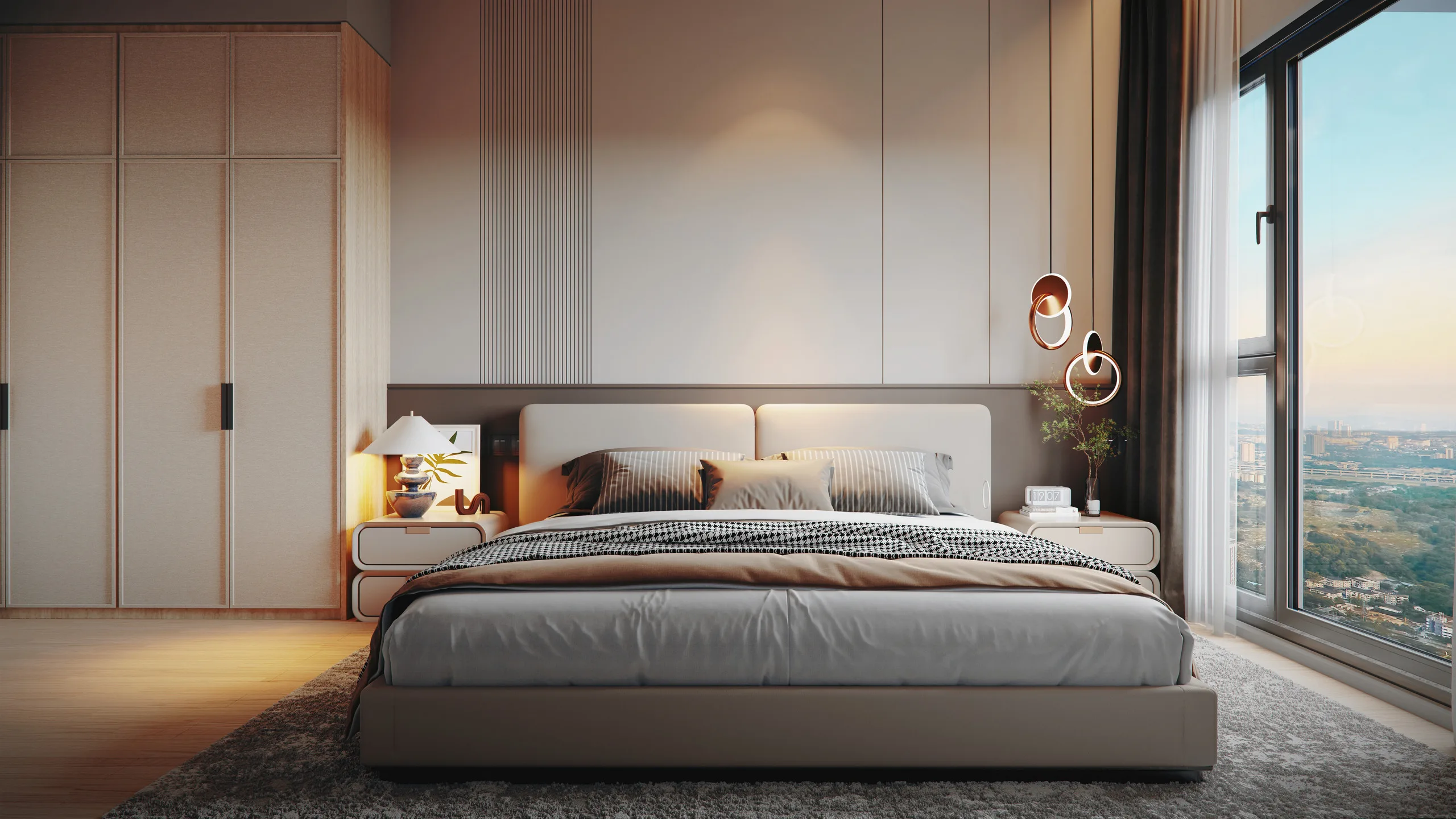 Type E1 master bedroom artist's impression at Parkside Residences @ Setia Federal Hill, Bangsar, Kuala Lumpur